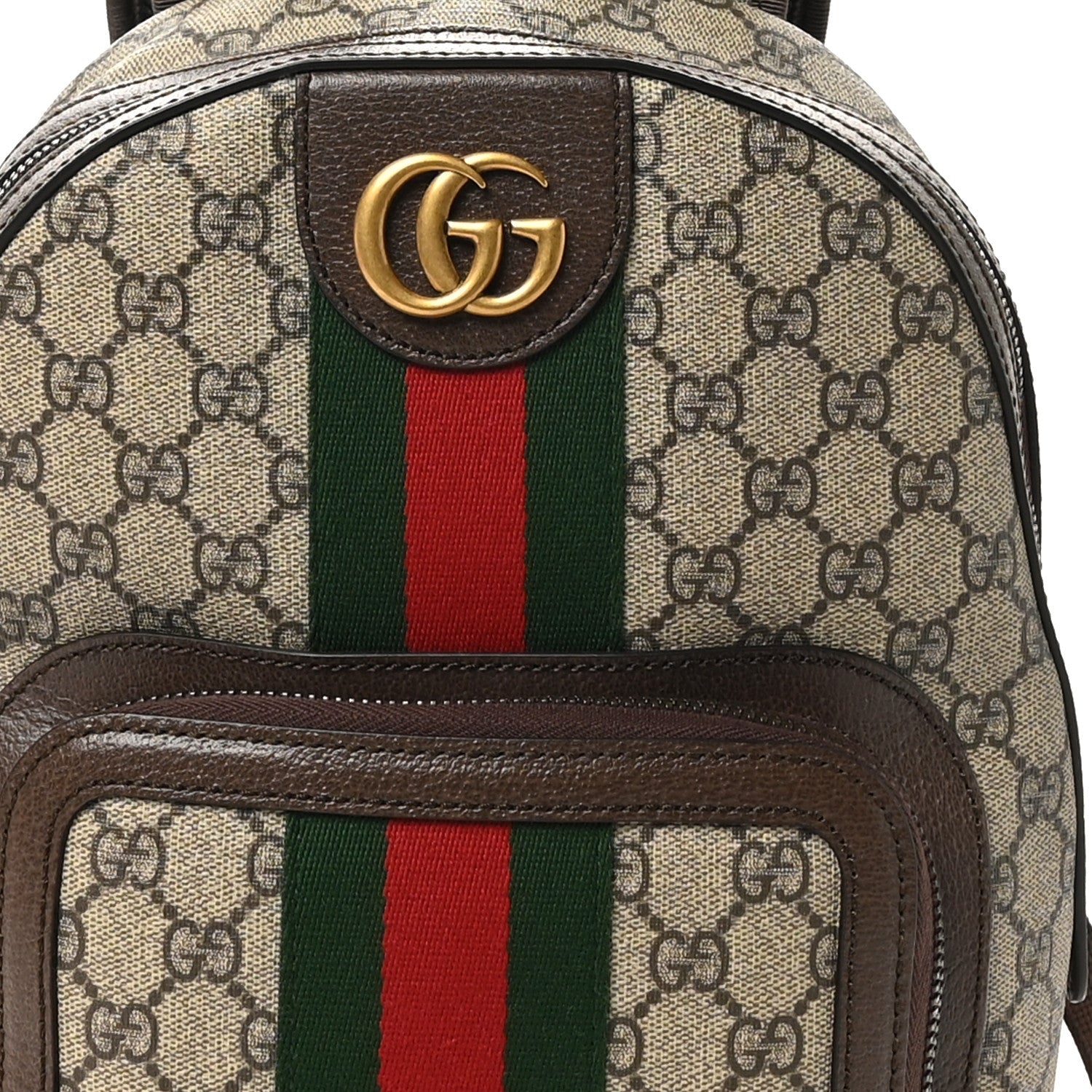 GG Supreme Monogram Calfskin Web Small Ophidia Day Backpack Beige Ebony New Acero