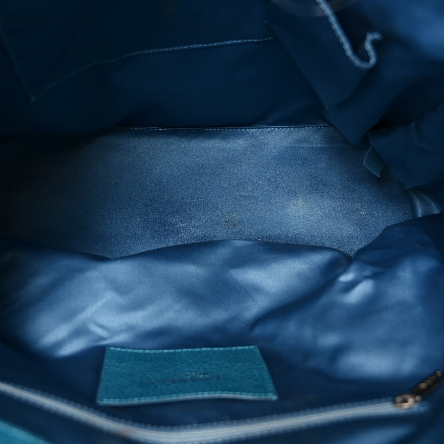 Glazed Calfskin Large On The Road Large Frame Tote Blue