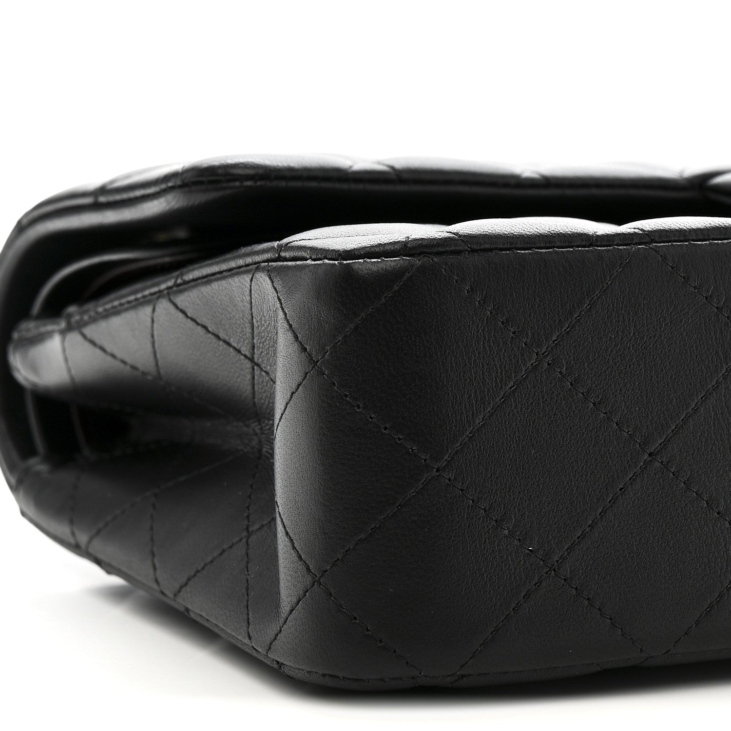 Lambskin Quilted Medium Double Flap Black