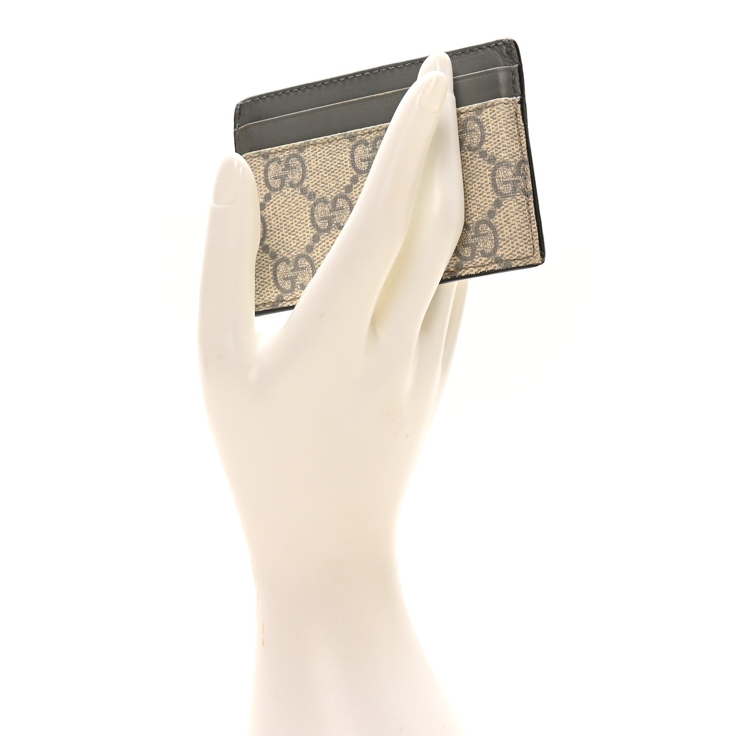 GG Supreme Monogram Calfskin Card Holder Beige Grey