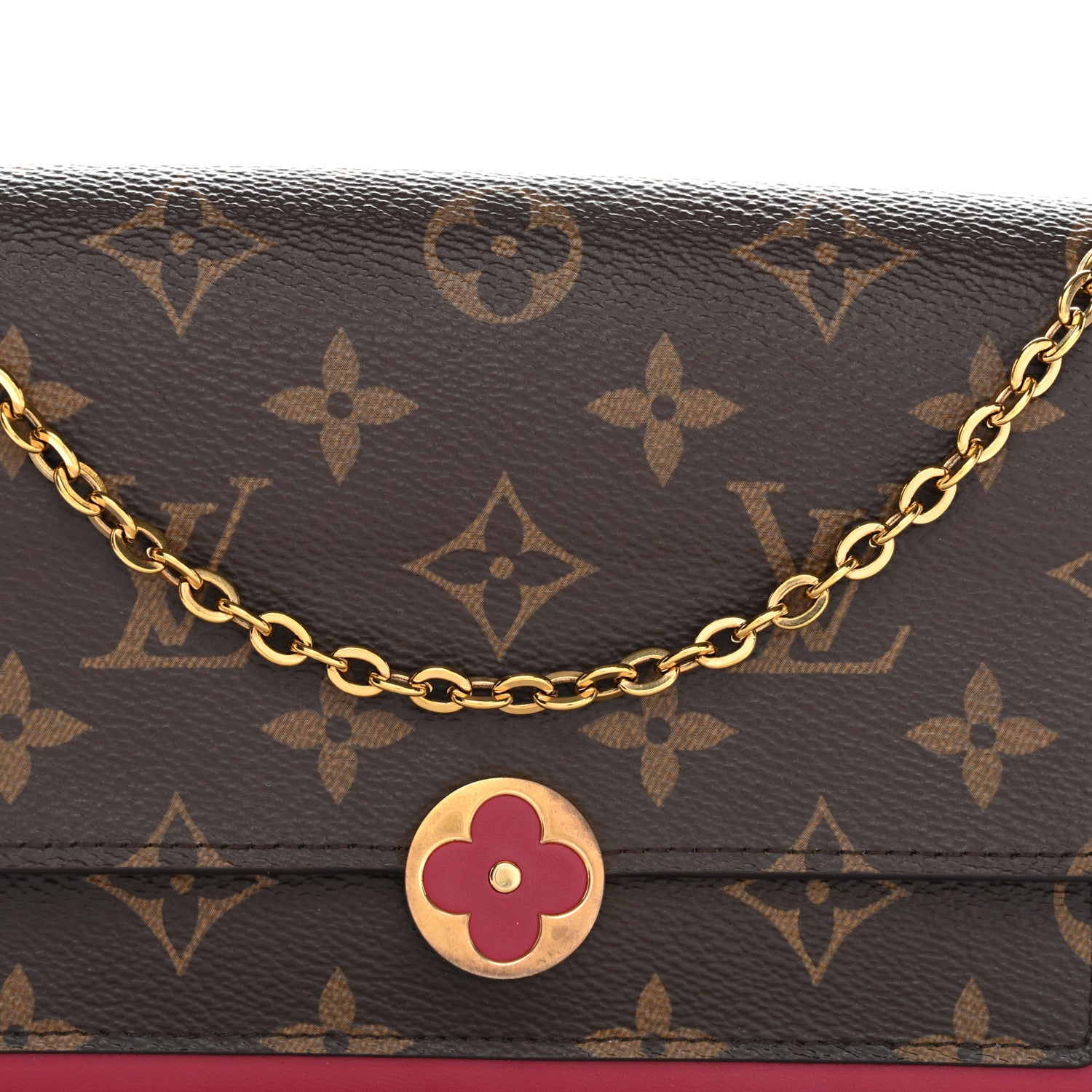 Monogram Flore Chain Wallet Fuchsia