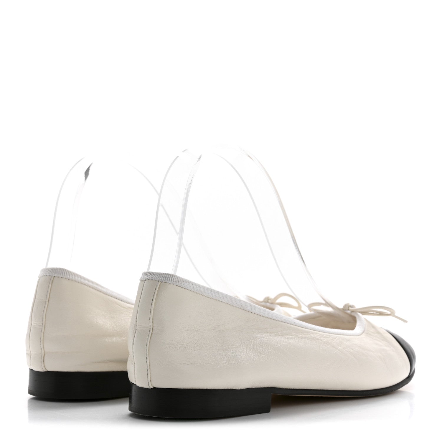 Lambskin Cap Toe CC Ballerina Flats 38.5 White Black