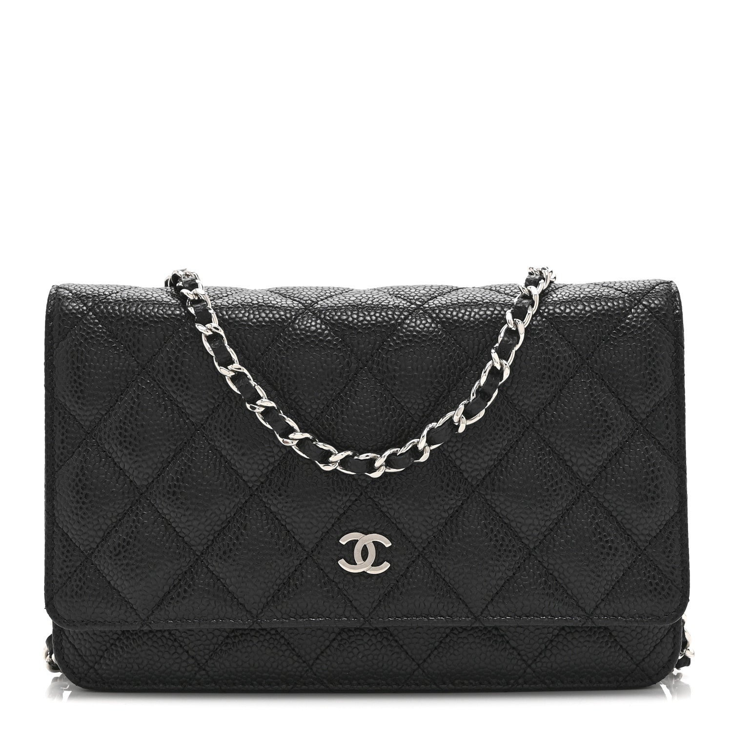 Caviar Quilted Wallet on Chain WOC Black