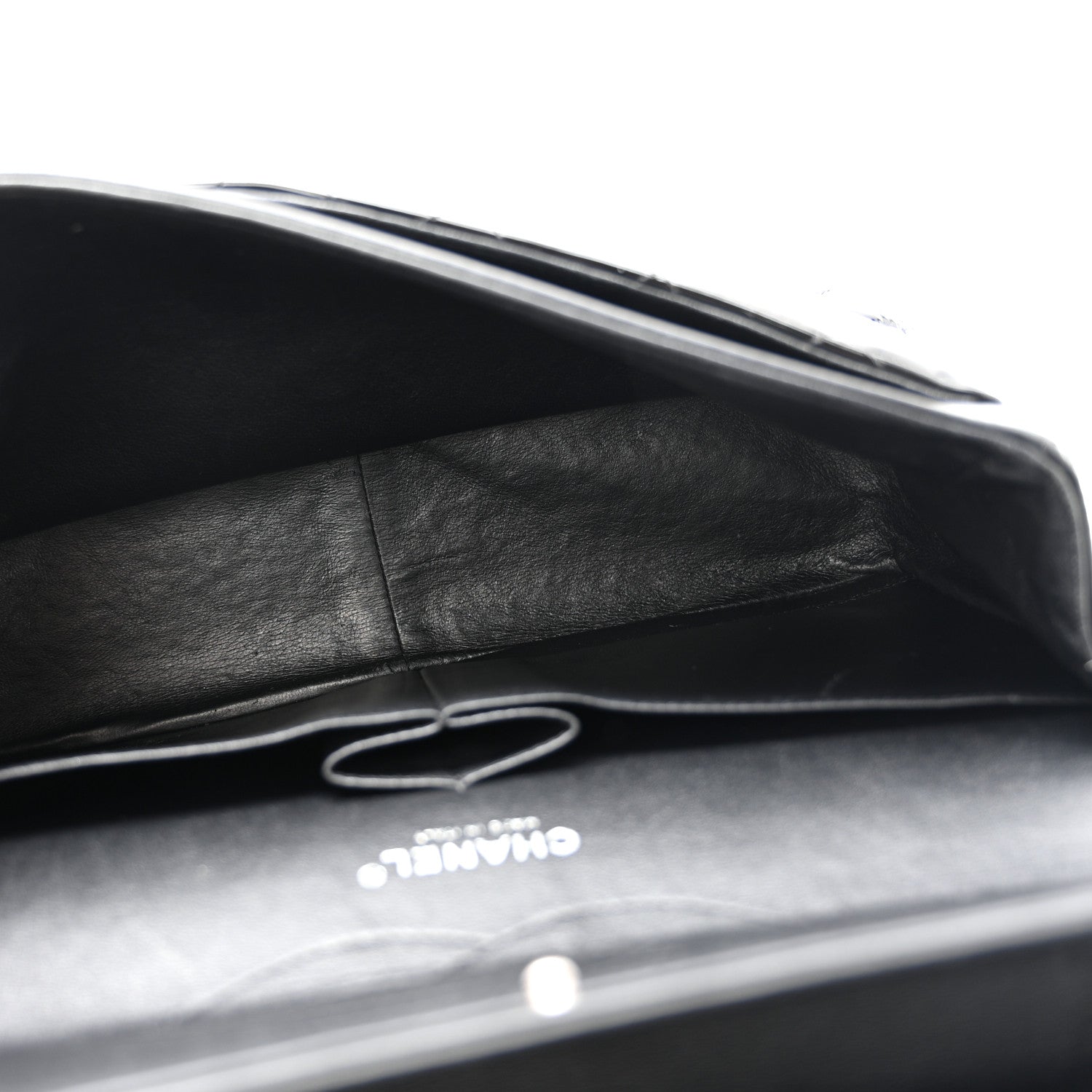 Patent Quilted Jumbo Double Flap Black