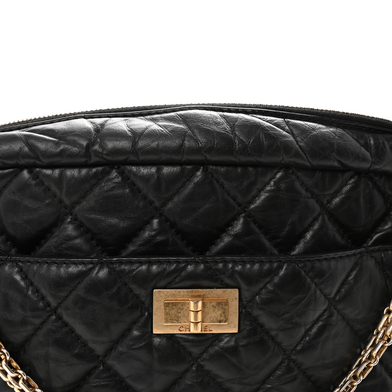Aged Calfskin Quilted Large Reissue Camera Case Black