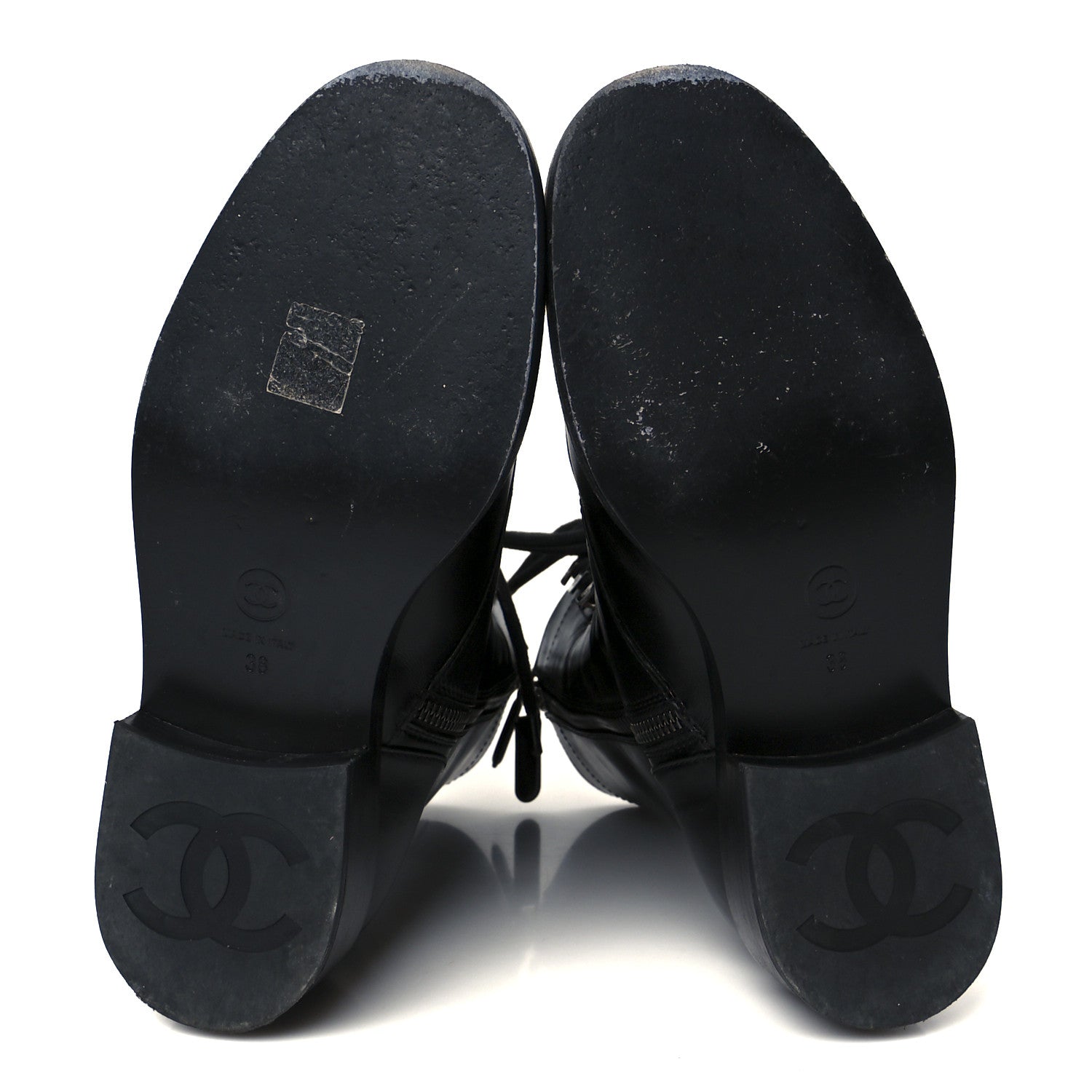 Calfskin Lace Up Combat Boots 38 Black
