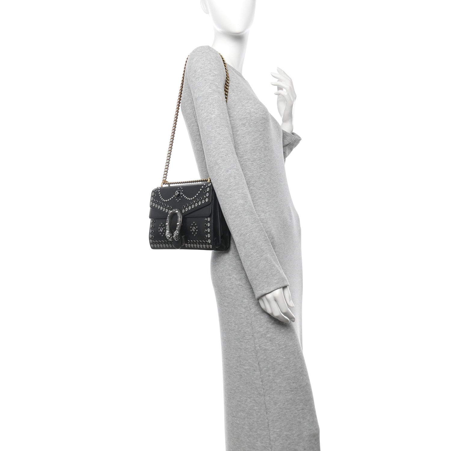 Calfskin Studded Small Dionysus Shoulder Bag Black