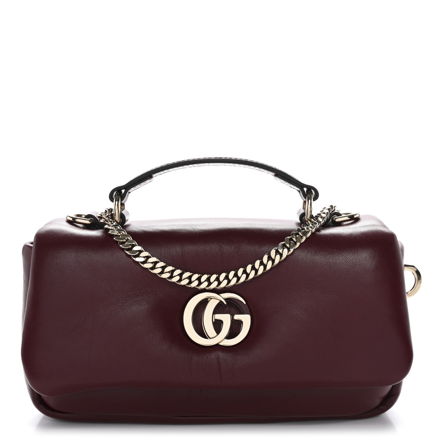 Lambskin Mini GG Milano Top Handle Shoulder Bag Rosso Ancora