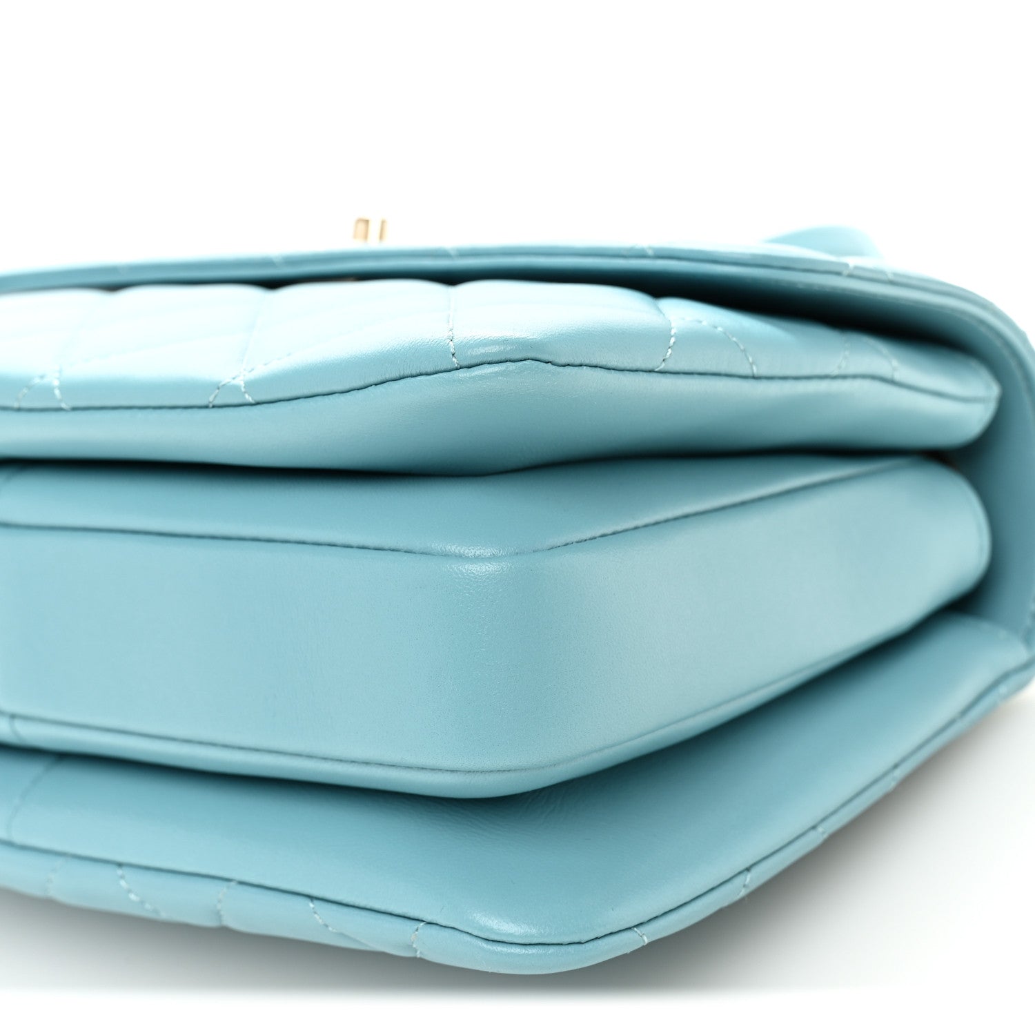 Lambskin Quilted Small Trendy CC Flap Dual Handle Bag Light Blue