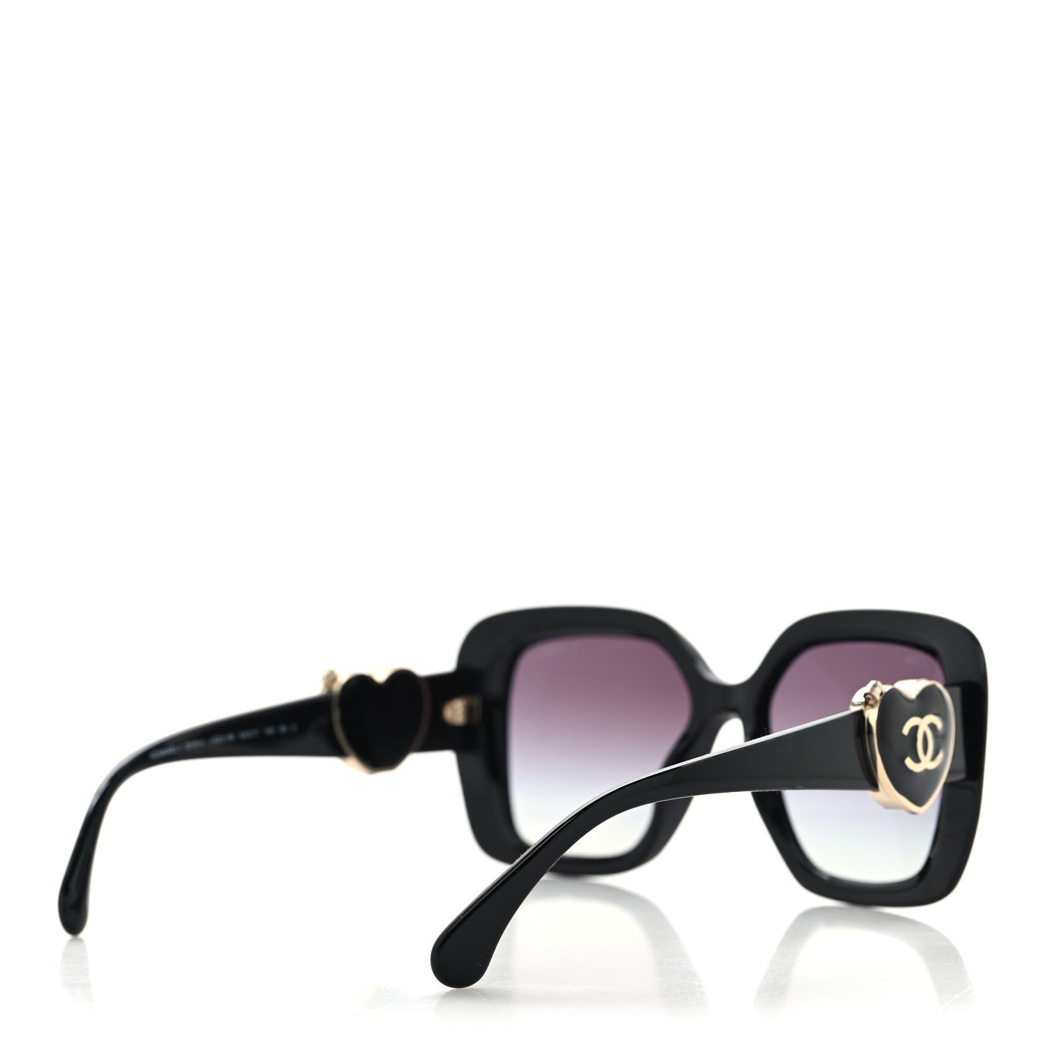 Acetate Enamel Heart Square Sunglasses 5518-A Black