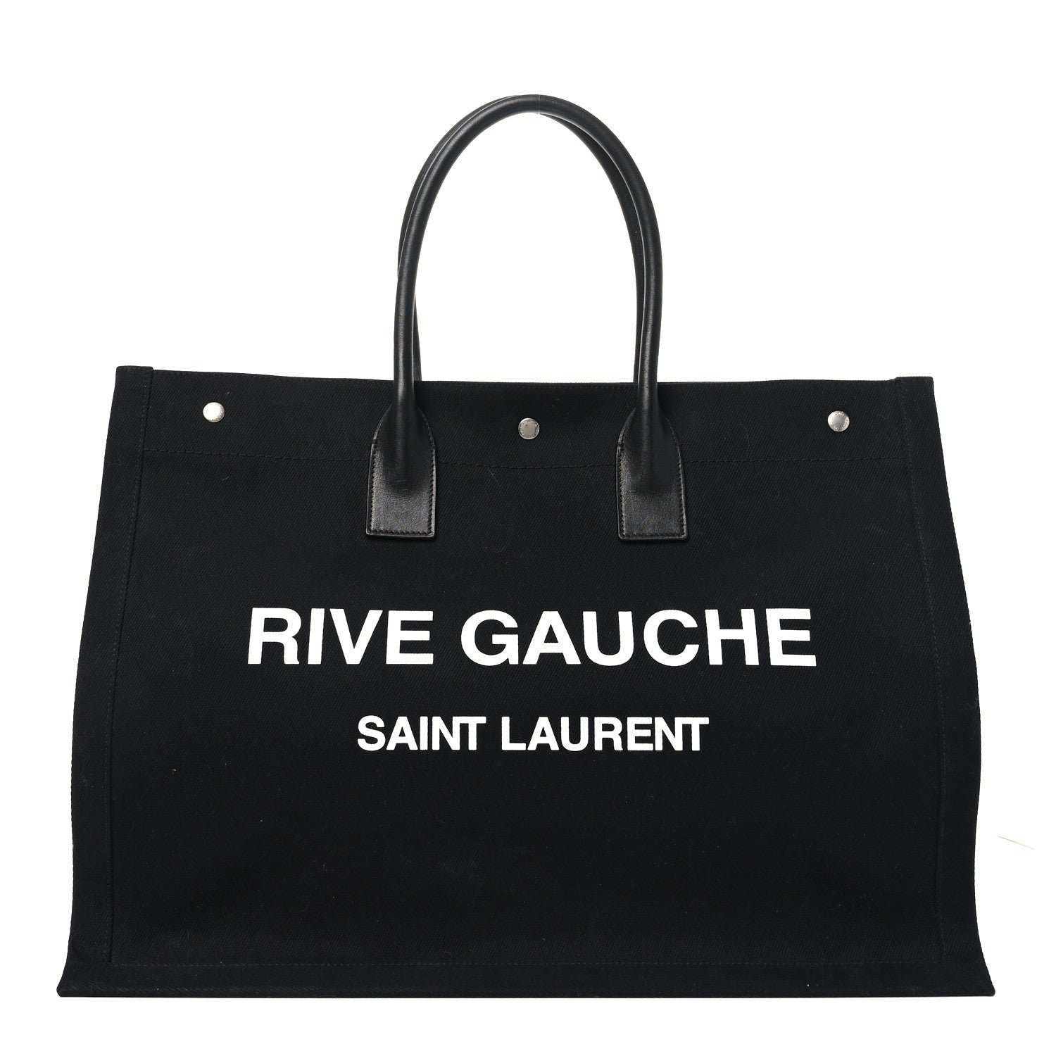 Linen Calfskin Rive Gauche Tote Black