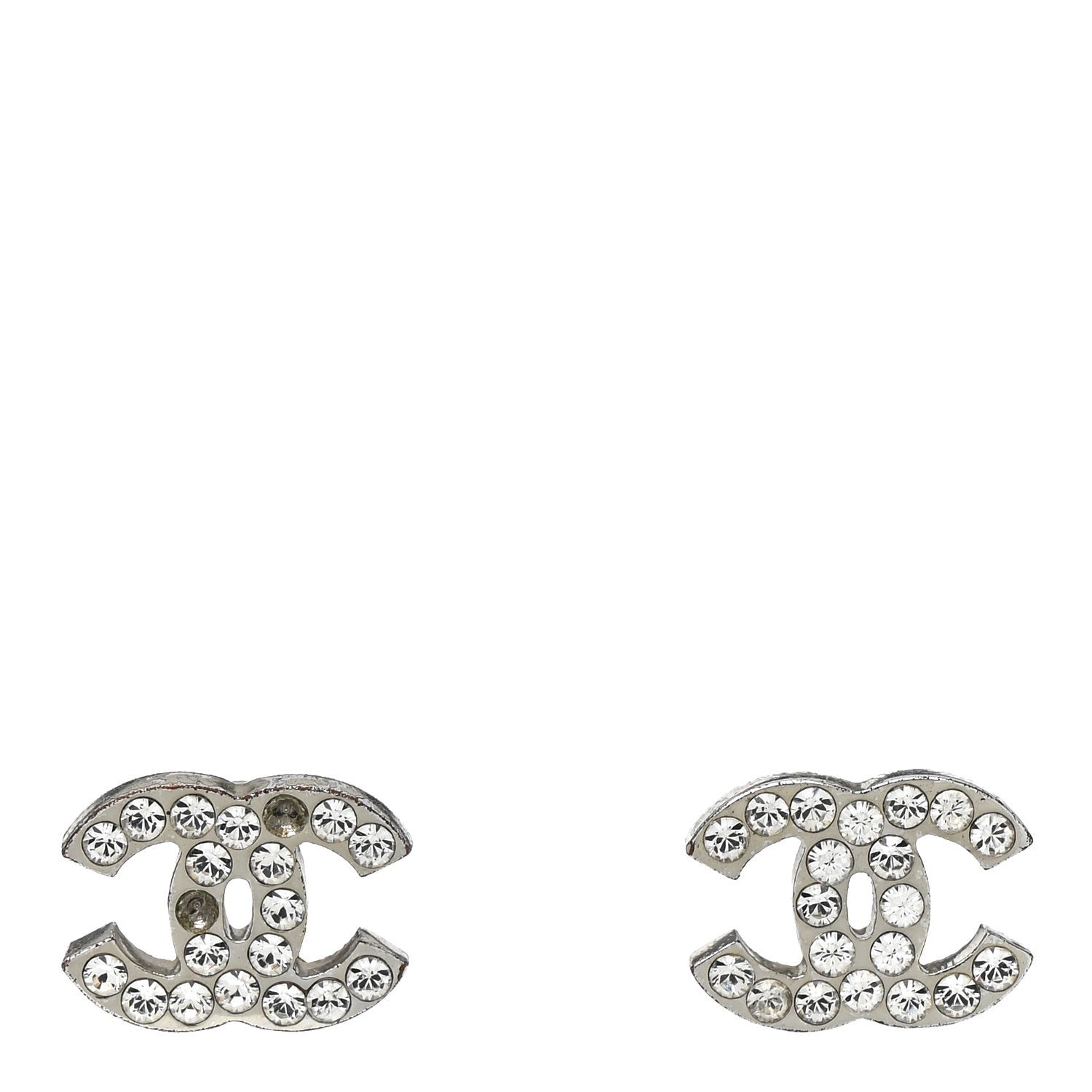Crystal CC Clip on Earrings Silver