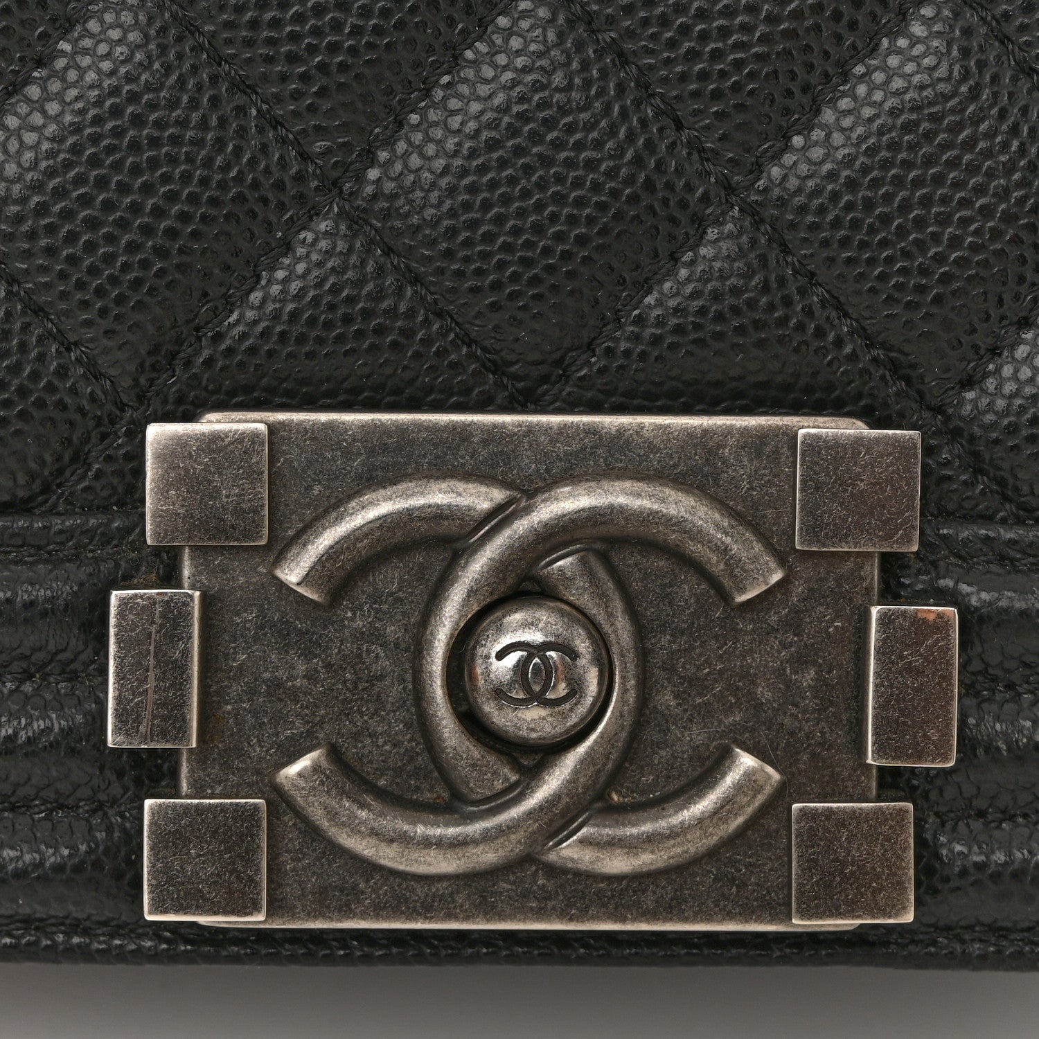 Caviar Quilted Small Boy Flap Black