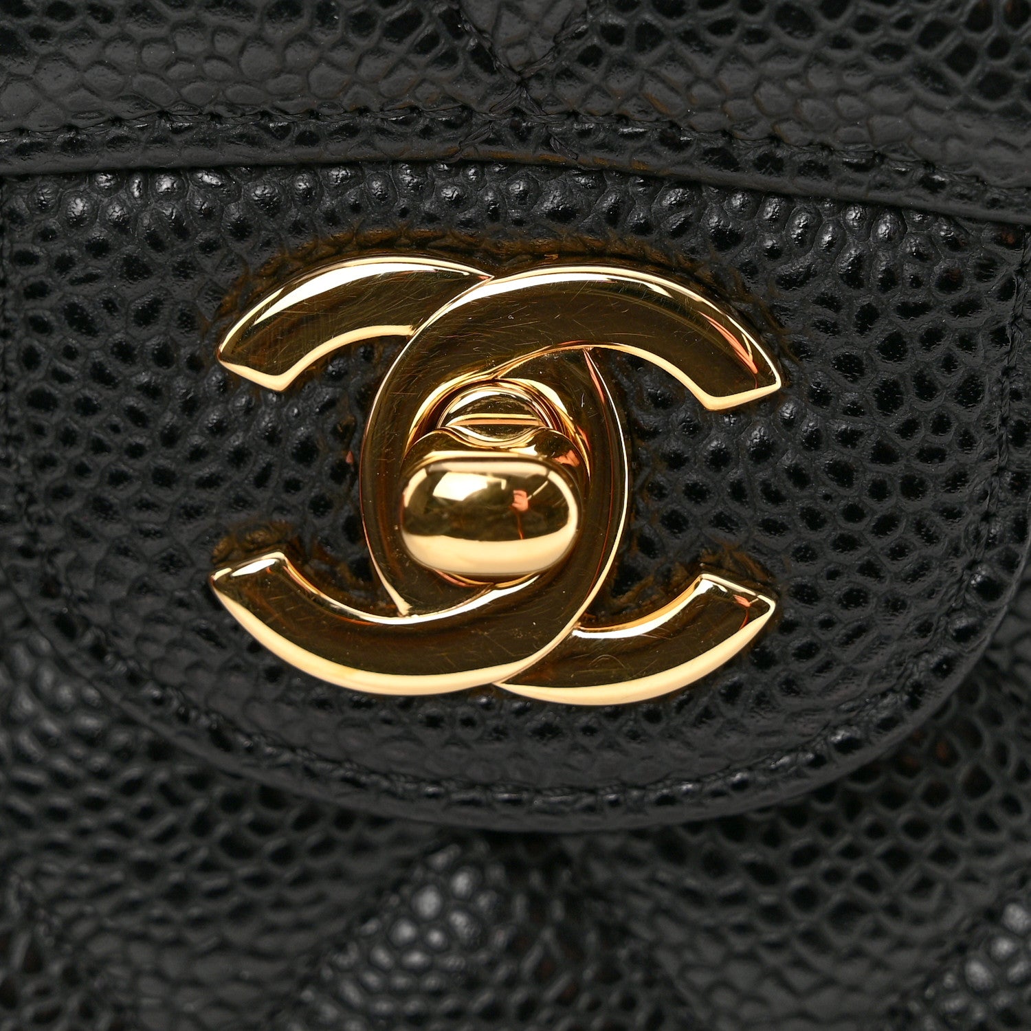 Caviar Quilted Medium Double Flap Black