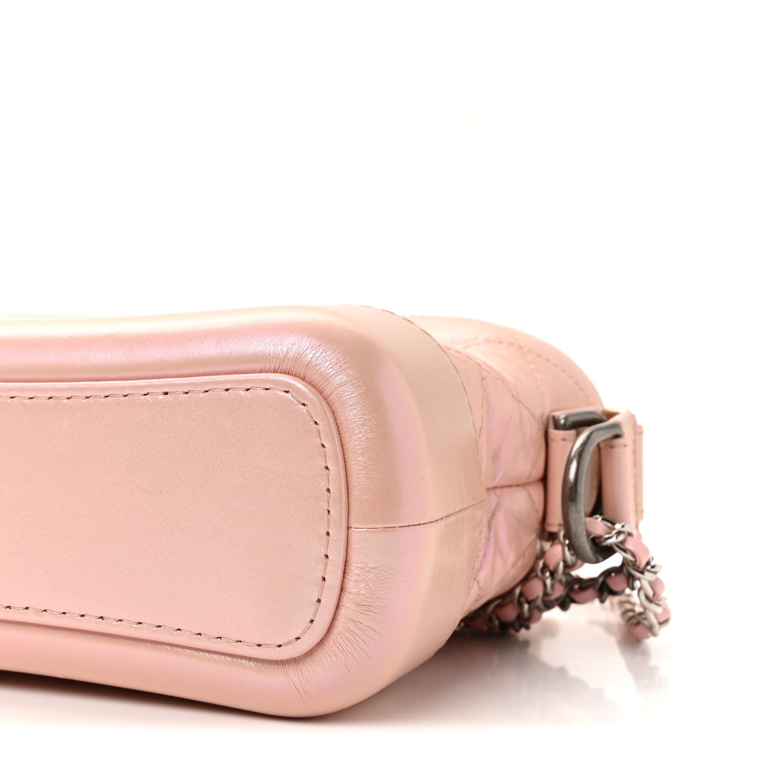 Iridescent Aged Calfskin Quilted Small Gabrielle Hobo Rose