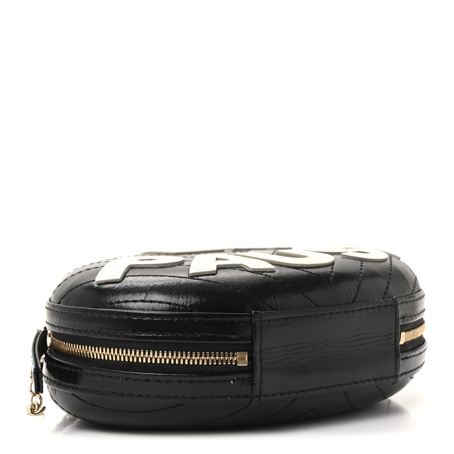 Lambskin Embroidered Chevron Quilted La Pausa Tassel Clutch Black