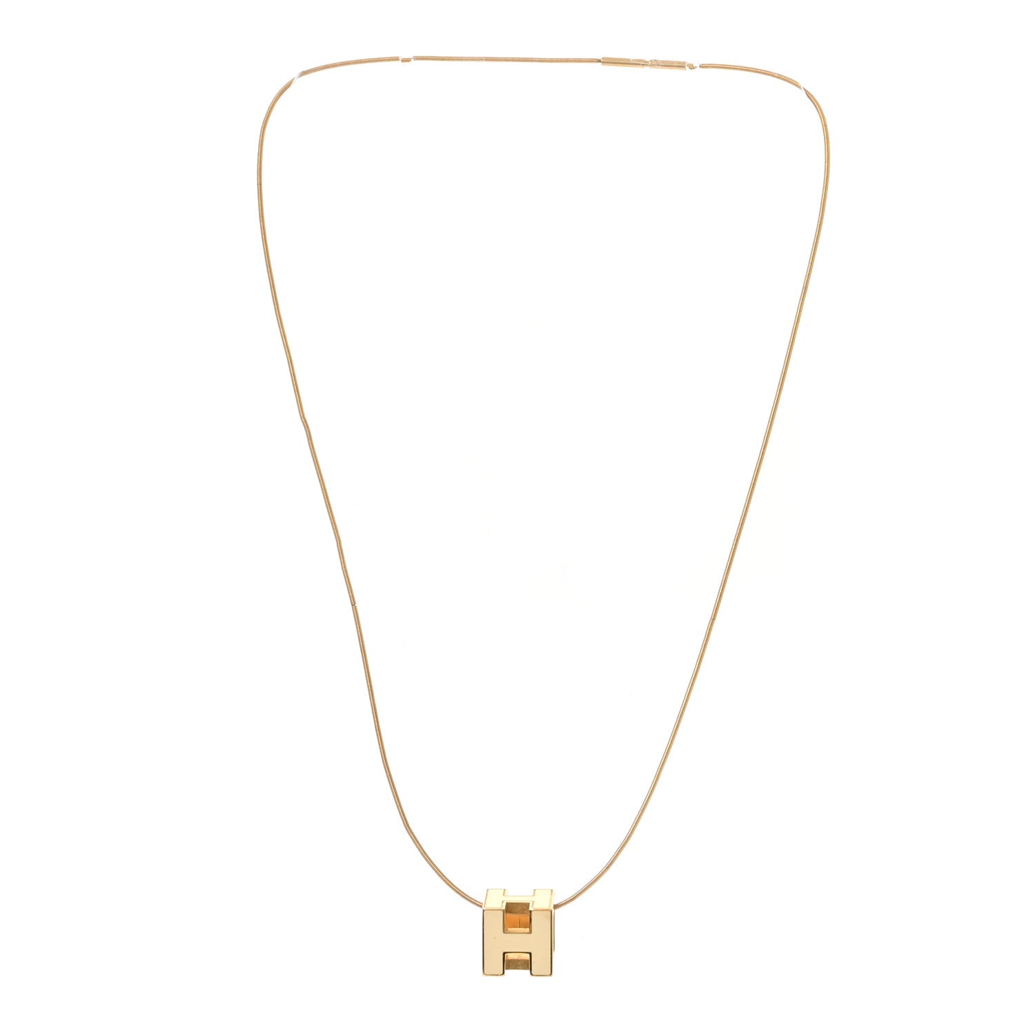 Rose Gold Lacquered Cage d'H Necklace Marron Glace