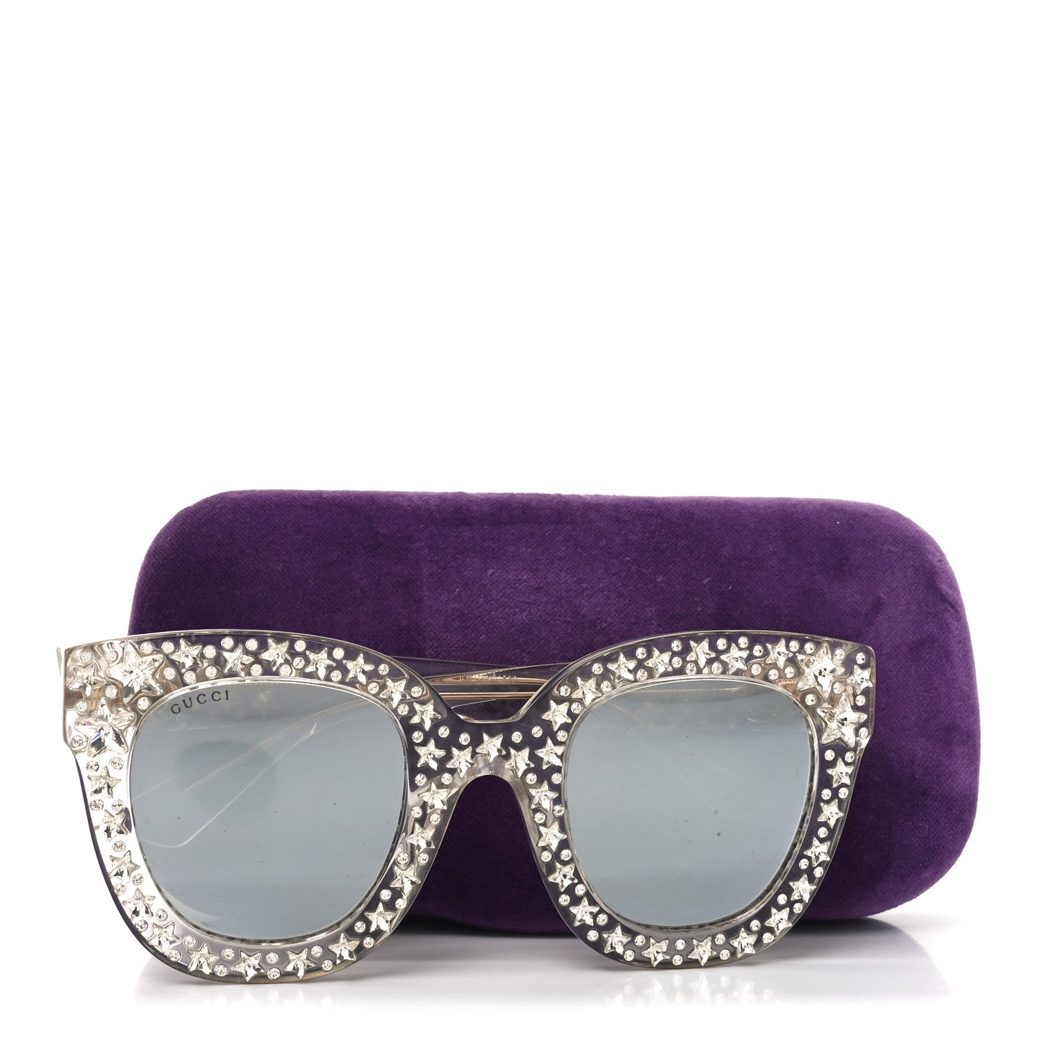 Acetate Crystal Oversize Mirrored Star Sunglasses GG0116S Ivory