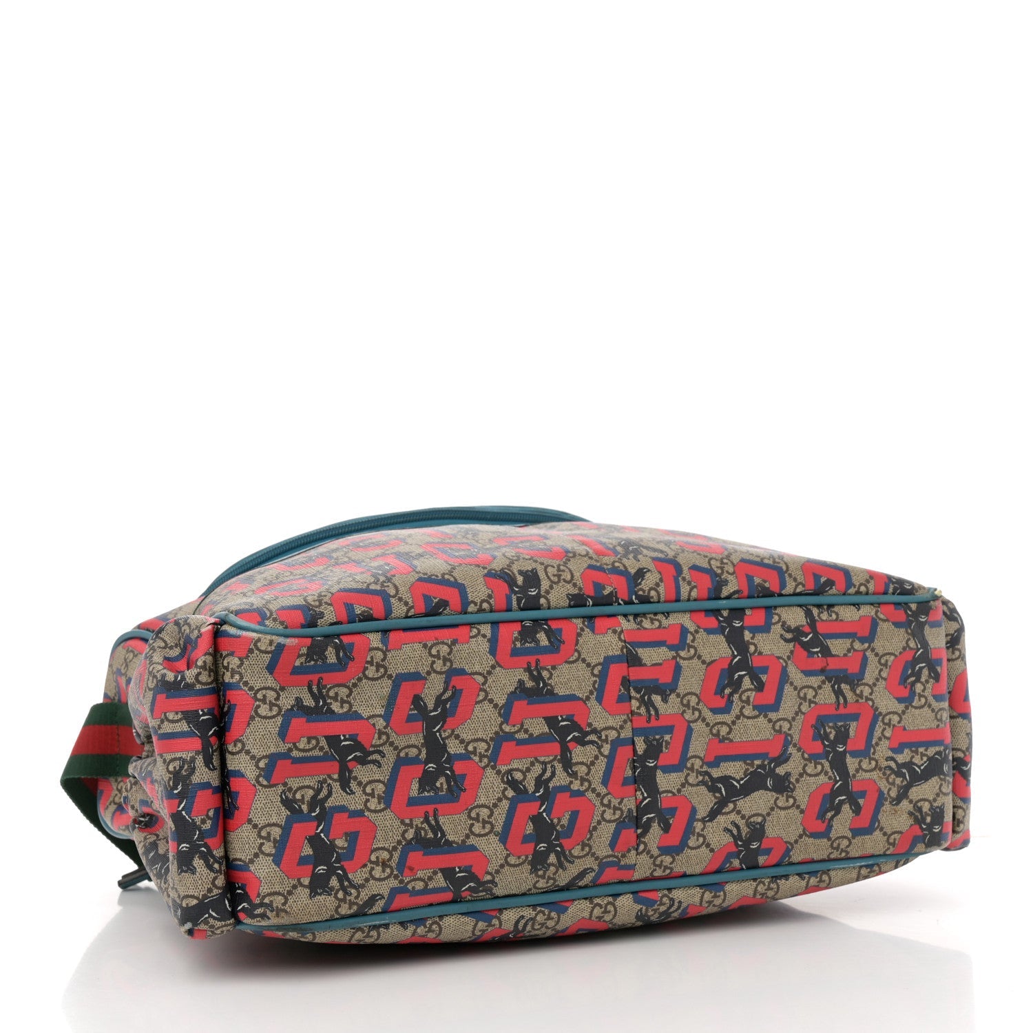 GG Supreme Monogram Gucci Wolf Diaper Bag Beige Red
