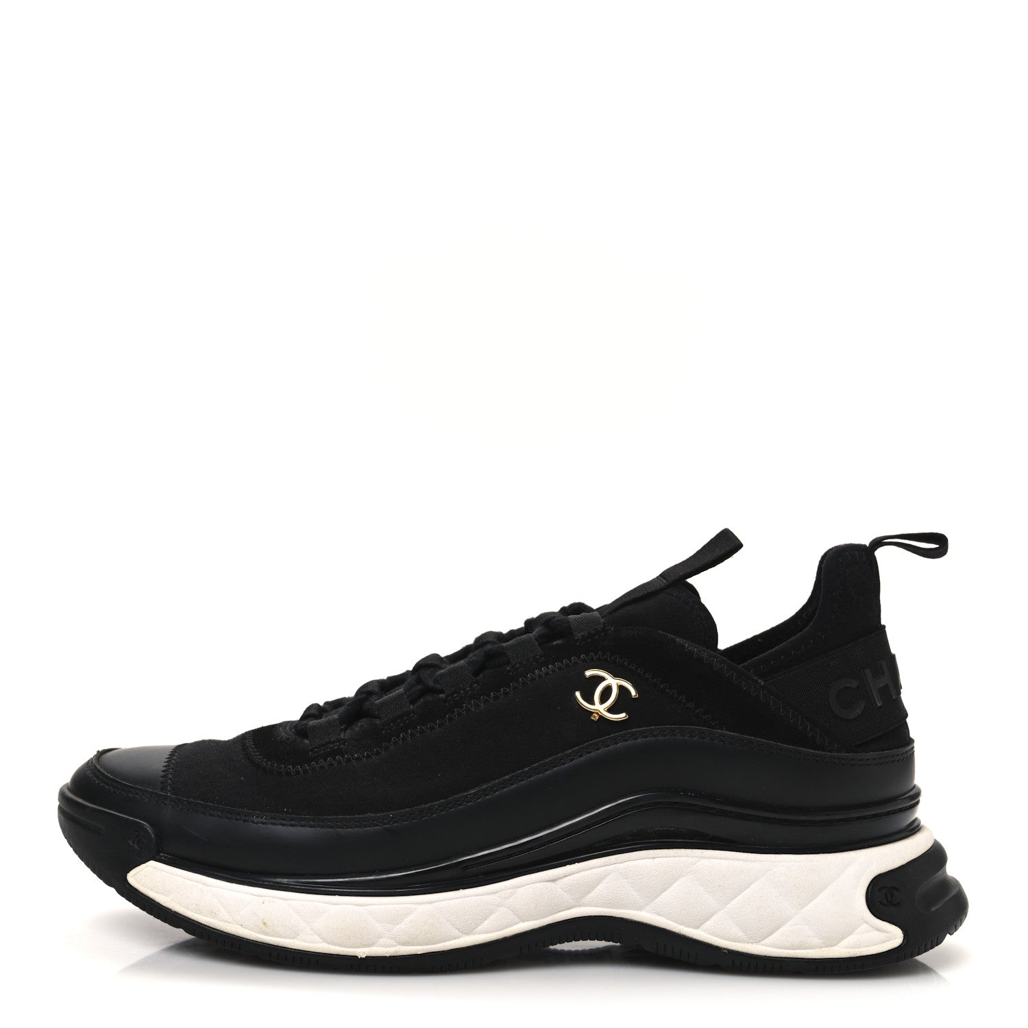 Velvet Calfskin Mixed Fibers CC Sneakers 39 Black