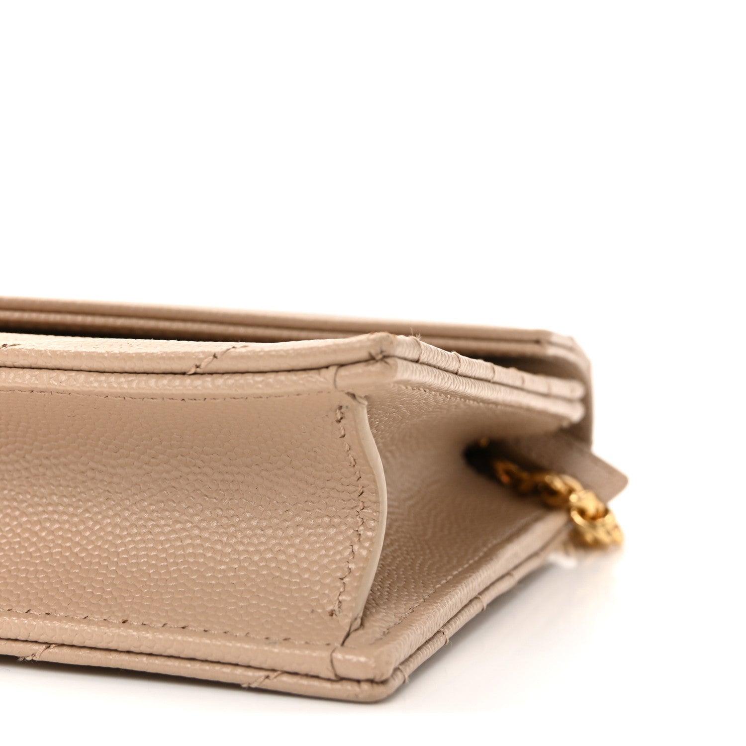 Grain De Poudre Matelasse Chevron Monogram Envelope Chain Wallet Dark Beige