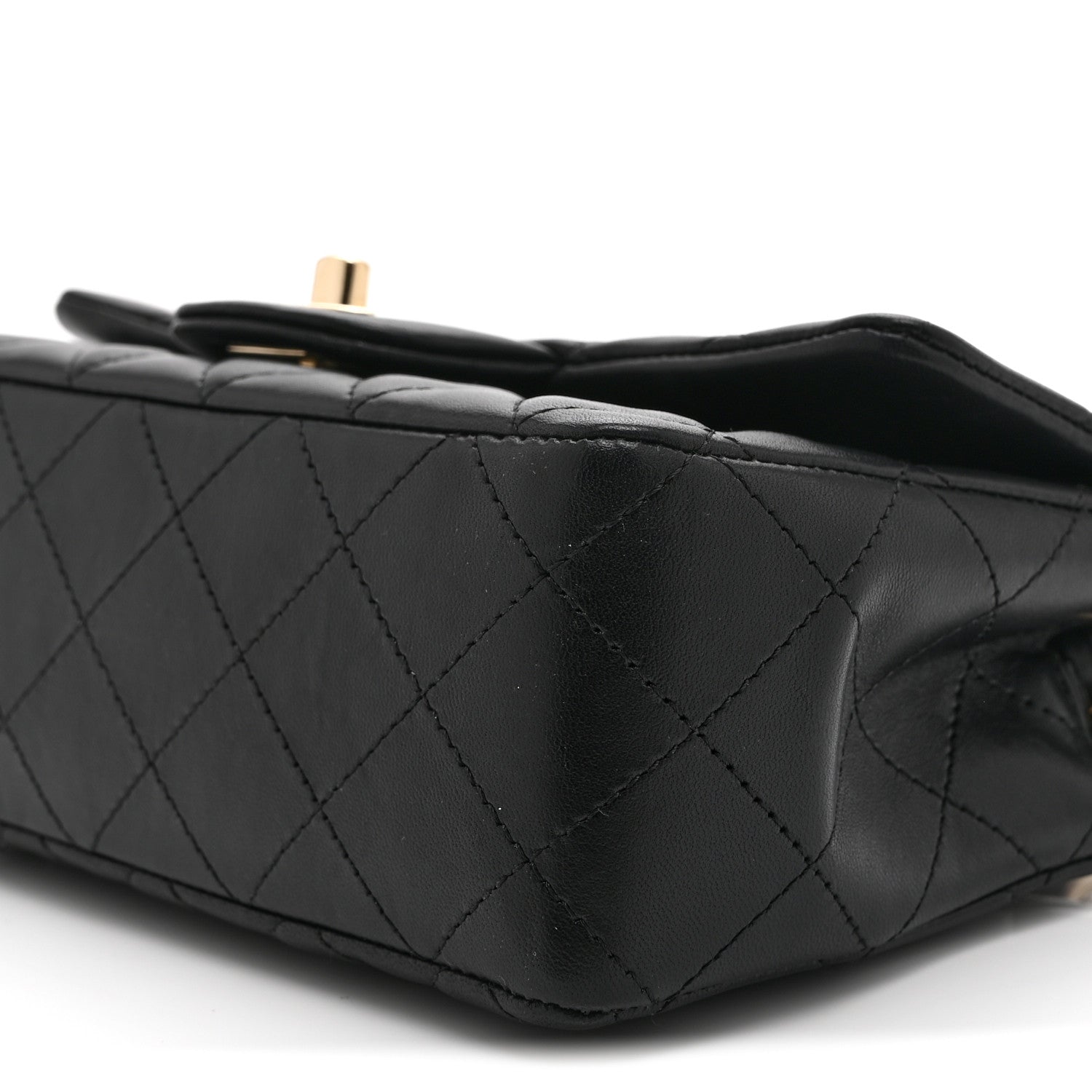Lambskin Quilted Mini Coco Charms Rectangular Flap Black