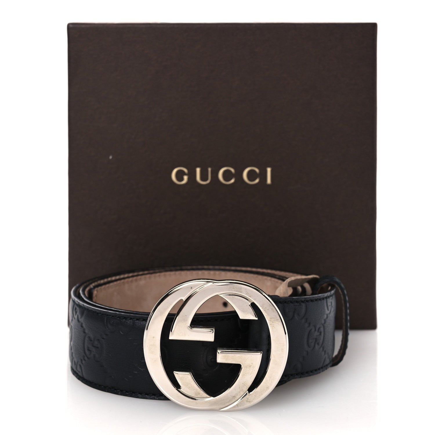 Guccissima Interlocking G Belt 90 36 Black