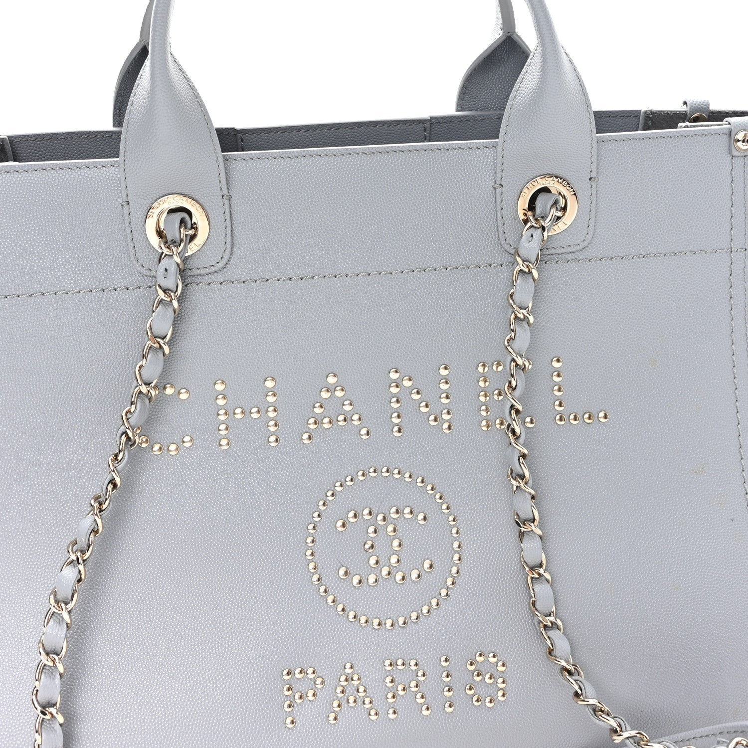 Caviar Studded Small Deauville Tote Grey