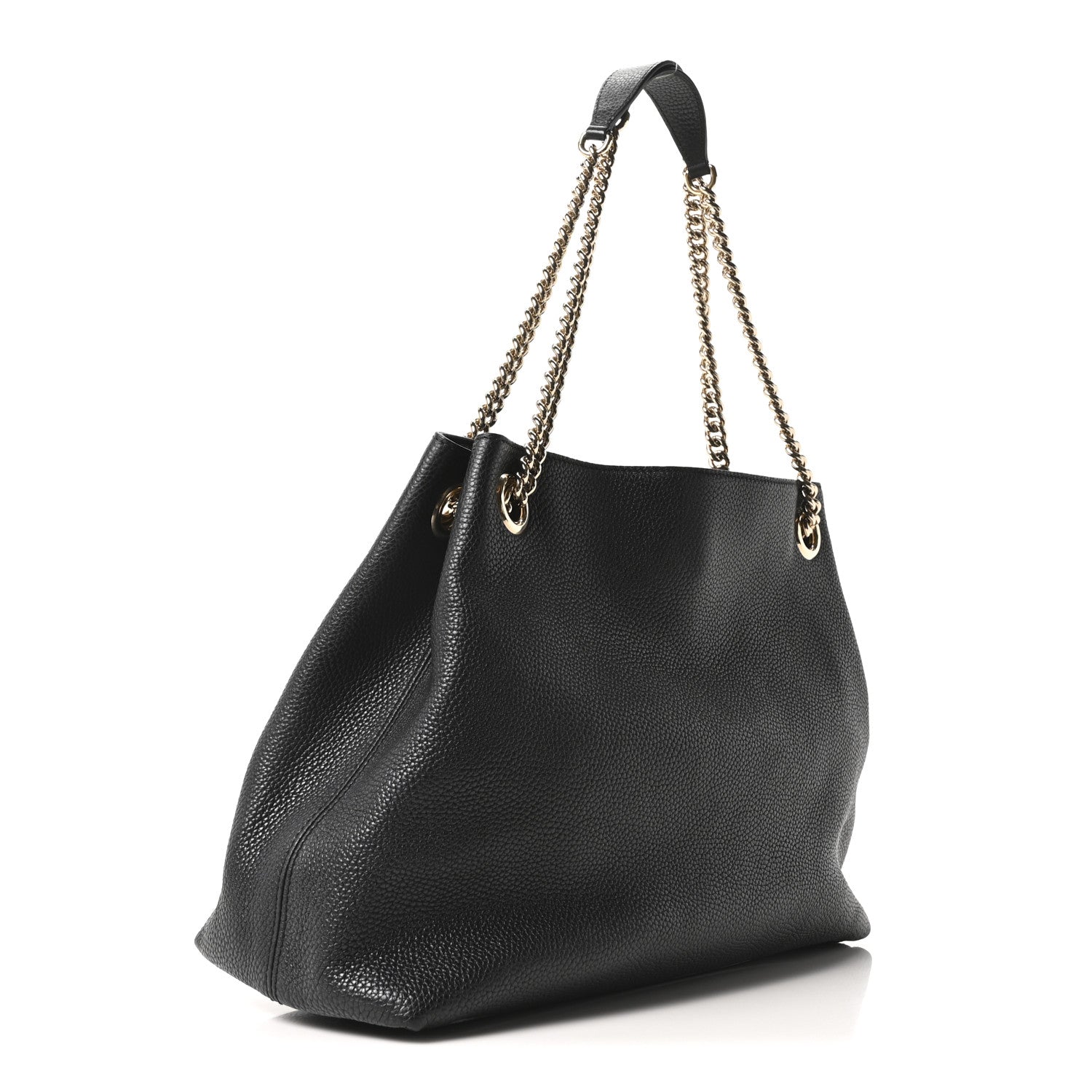 Pebbled Calfskin Medium Soho Chain Shoulder Bag Black