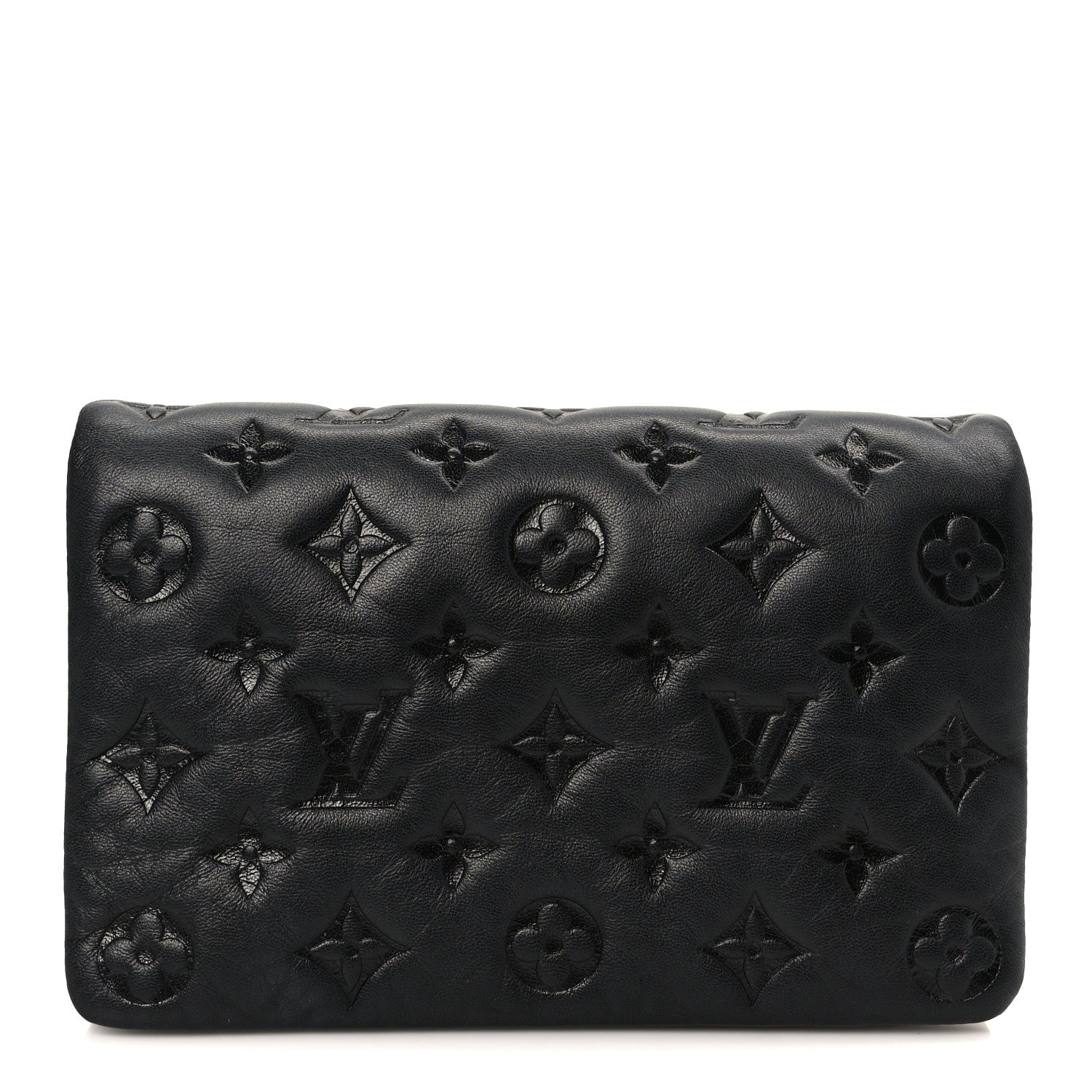 Lambskin Embossed Monogram Pochette Coussin Black