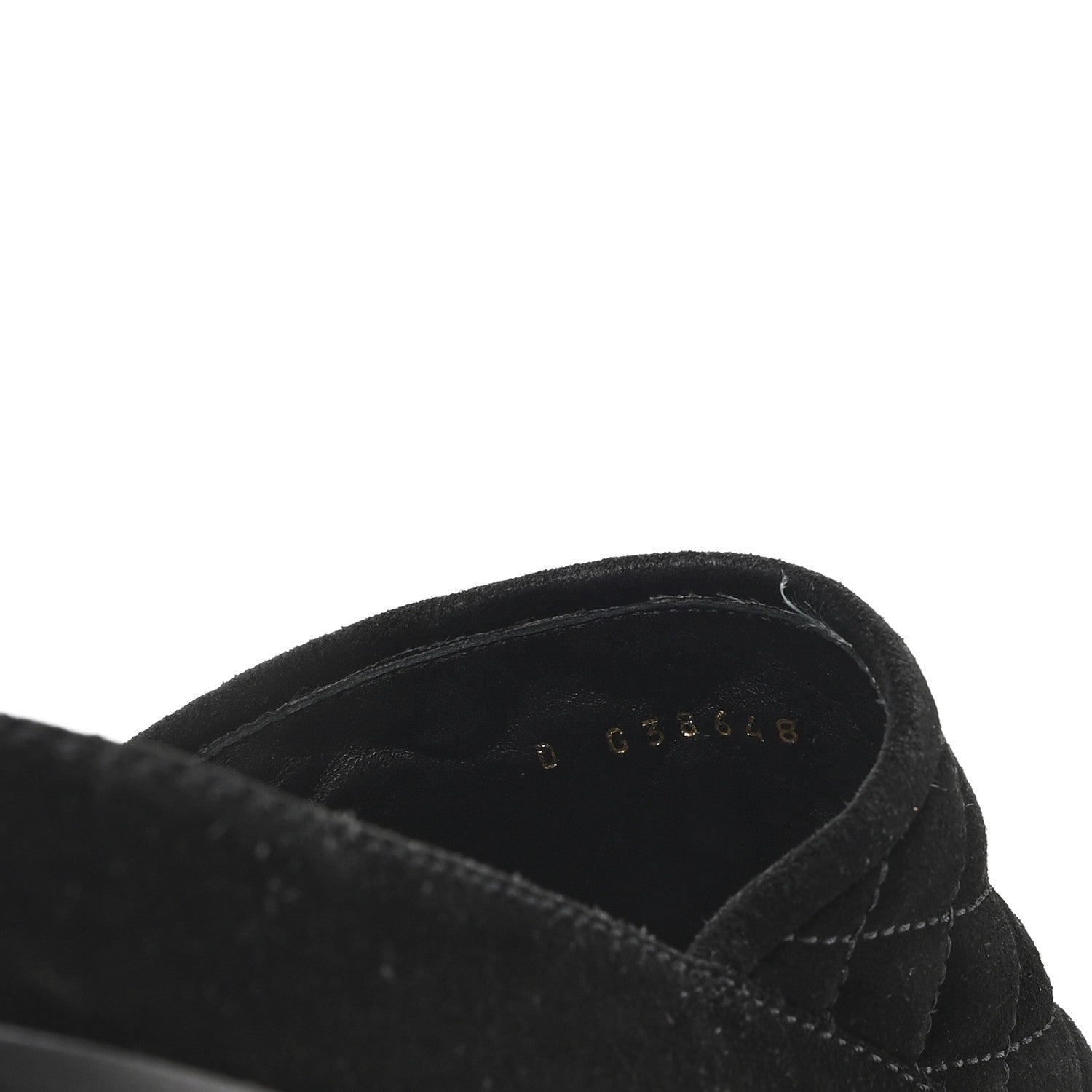 Suede Stitched Resin CC Mules 39 Black