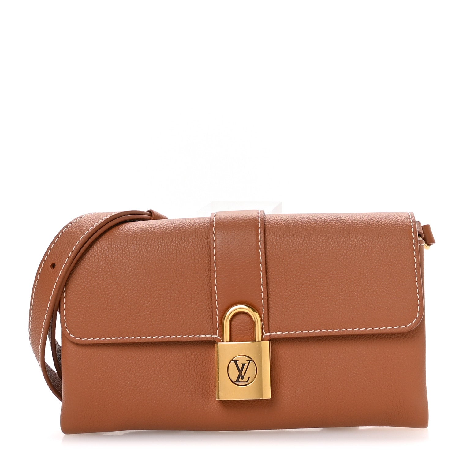 Grained Calfskin Low Key Wallet On Chain Cognac