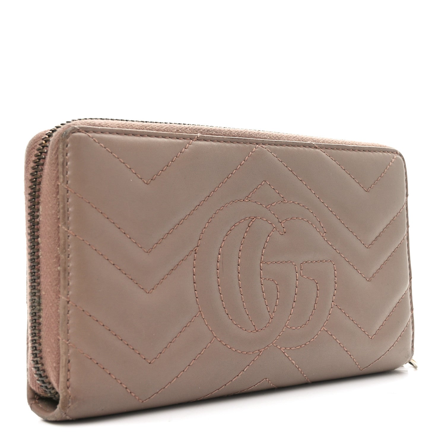 Calfskin Matelasse GG Marmont Zip Around Organizer Wallet Porcelain Rose