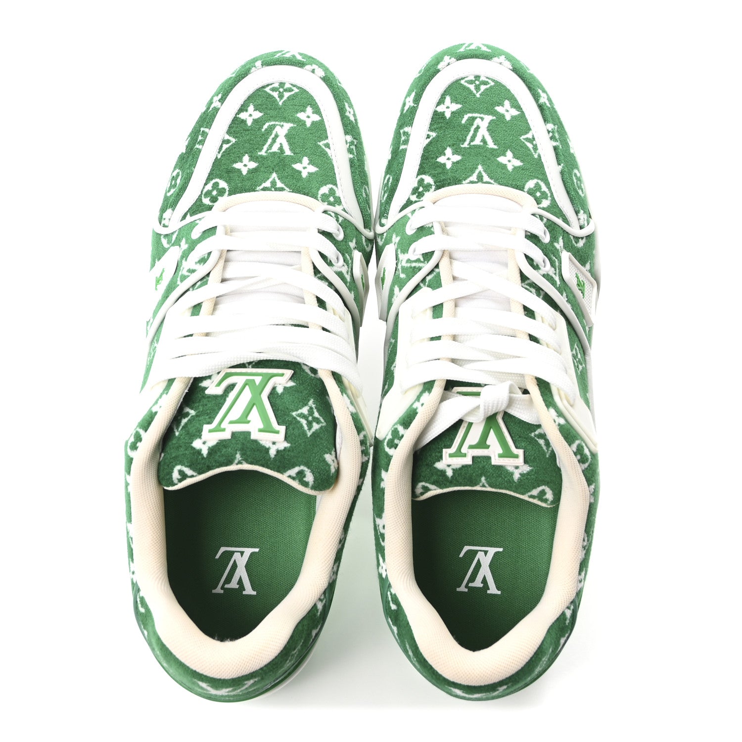 Jacquard Velvet Monogram Mens LV Trainer Sneakers 9 Vert