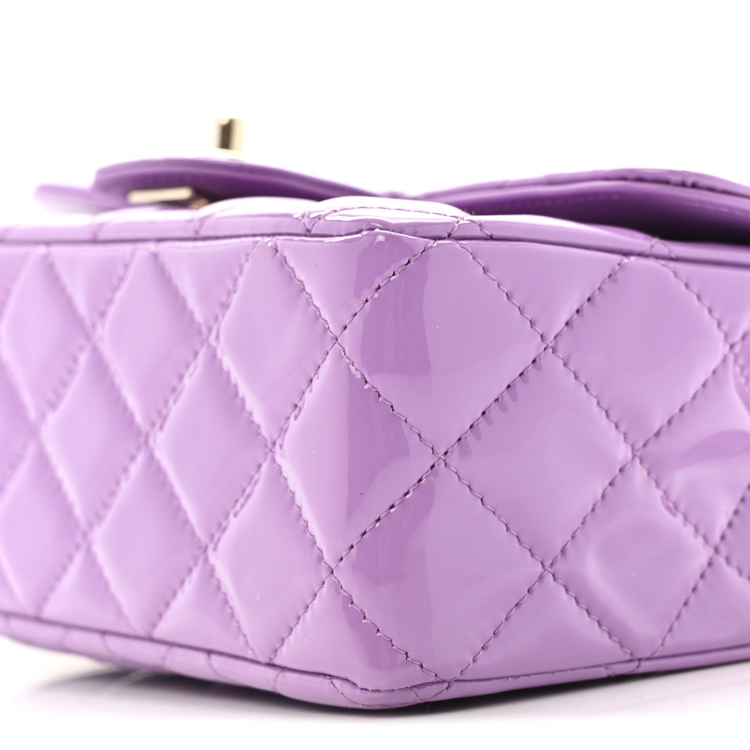 Patent Quilted Mini Rectangular Flap Purple