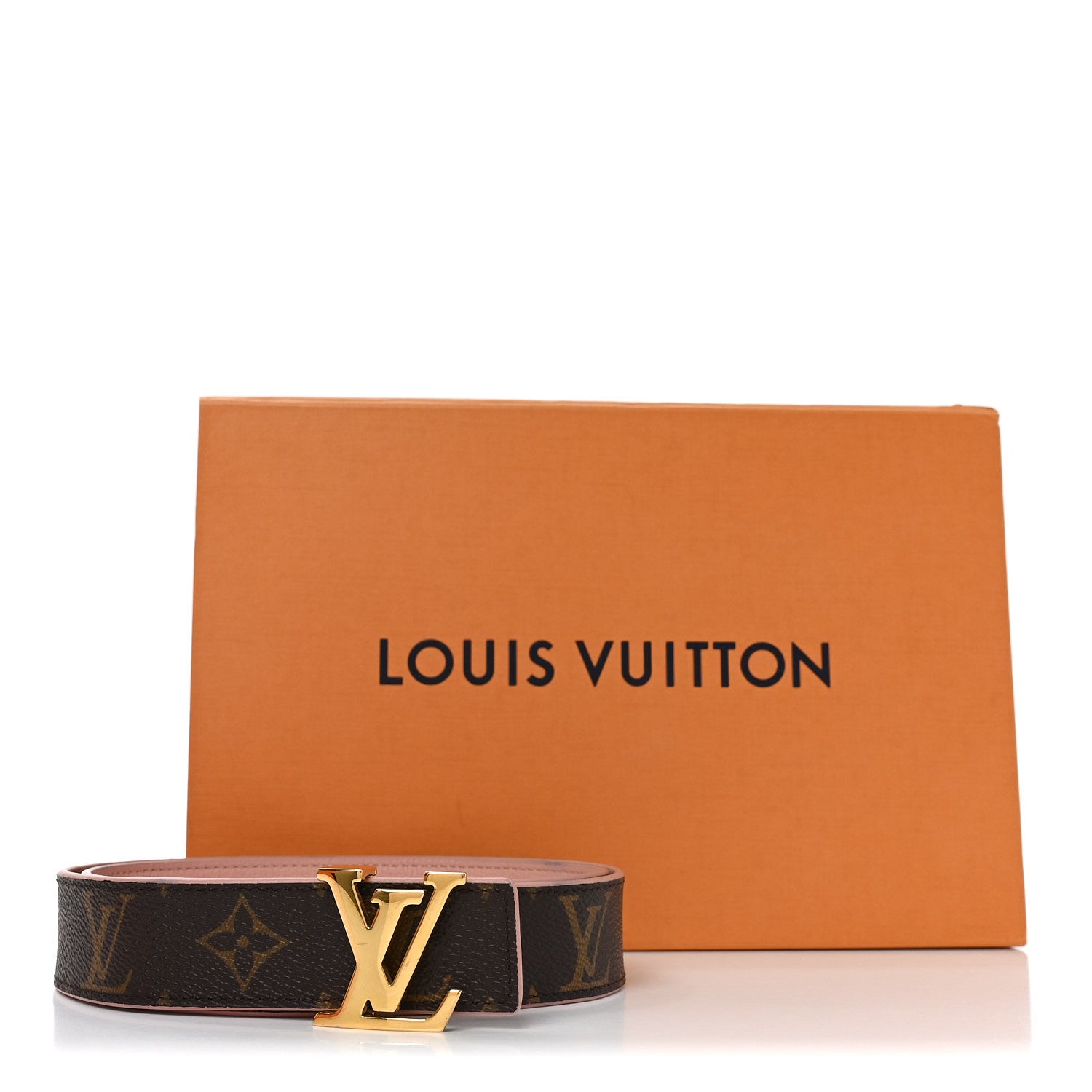 Calfskin Monogram 30mm LV Initiales Reversible Belt 80 32 Rose Ballerine