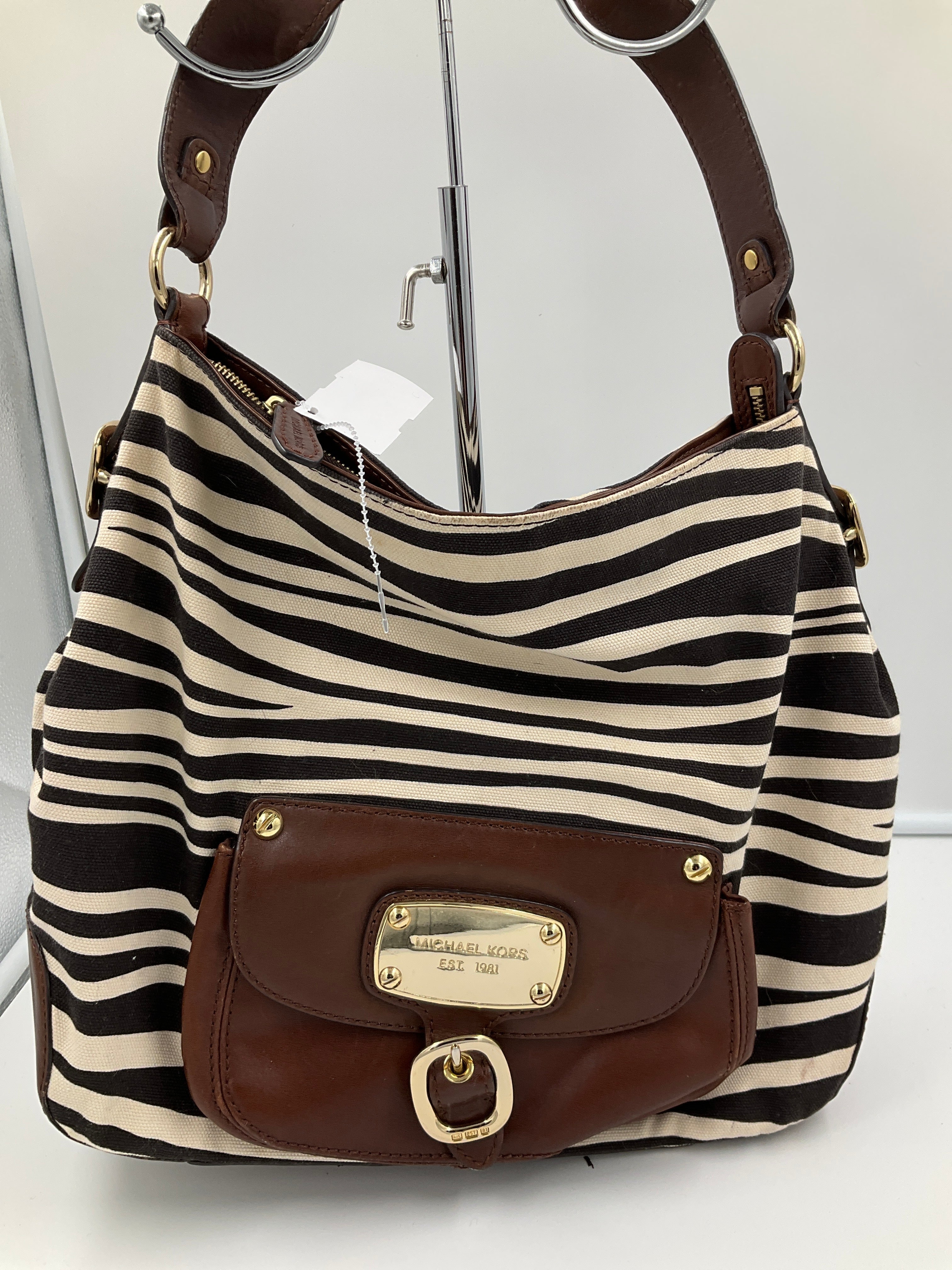 Handbag Designer By Michael Kors In Animal Print, Size:Medium
