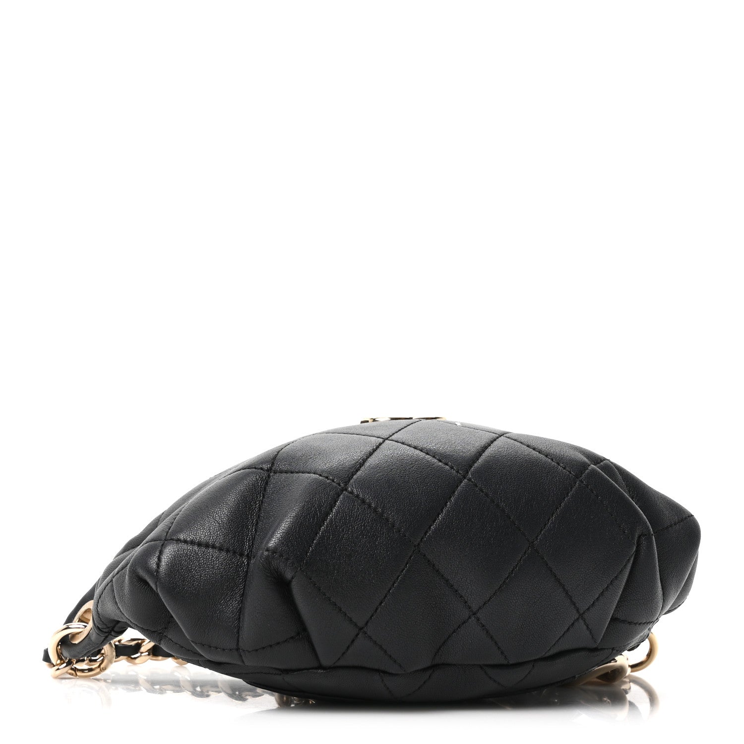 Lambskin Quilted Resin Bi-Color Waist Bag Fanny Pack Black