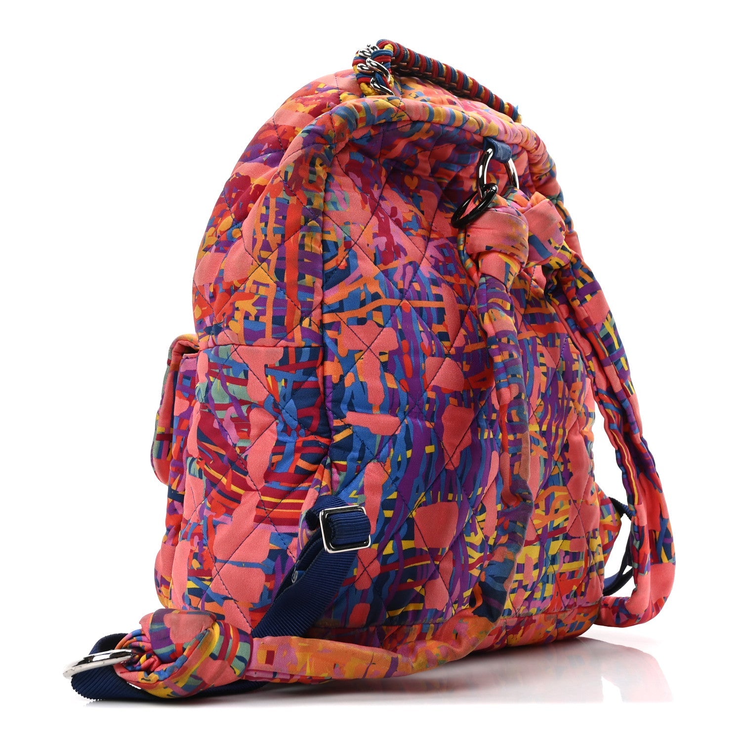 Foulard Fabric Quilted Printed Backpack Pink