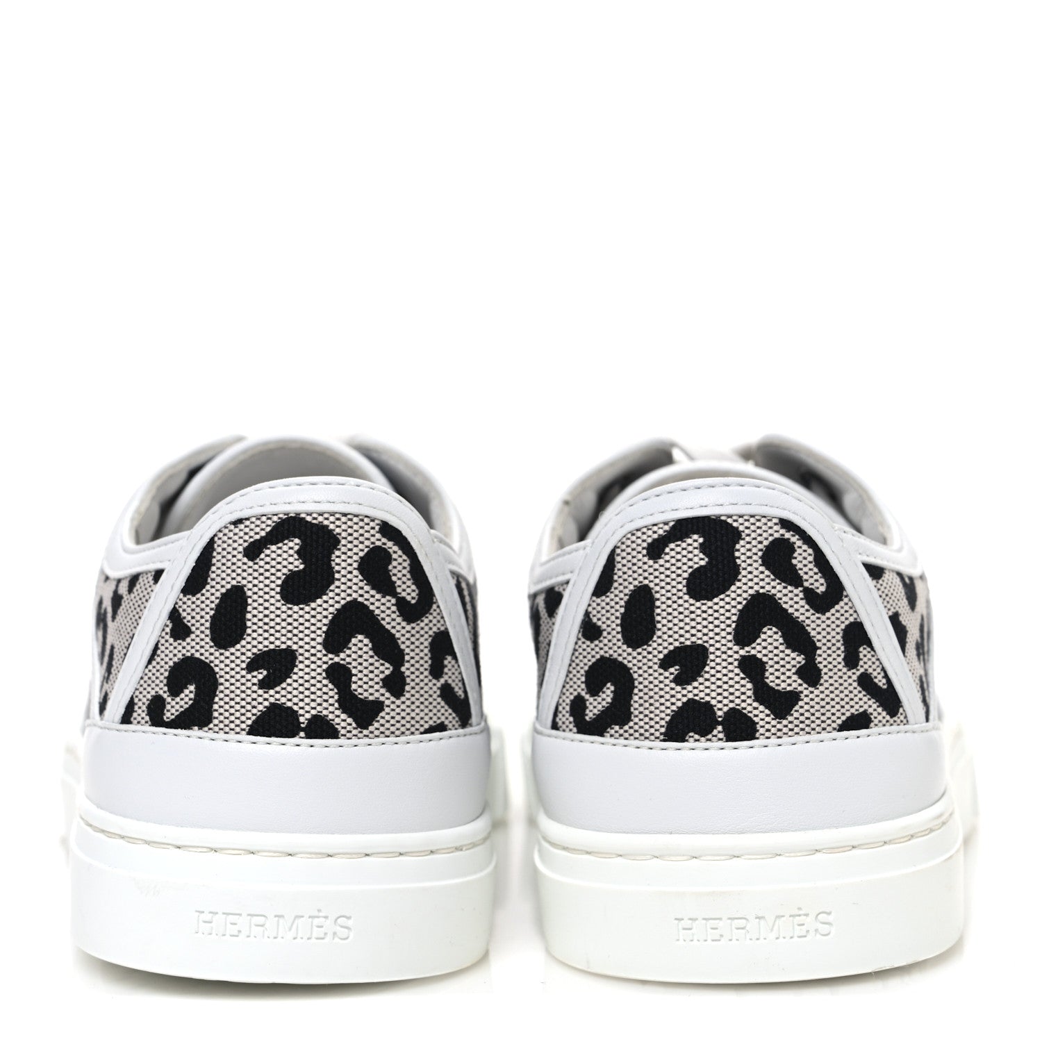 Canvas Calfskin Leopard Get Sneakers 36.5 Prunoir White