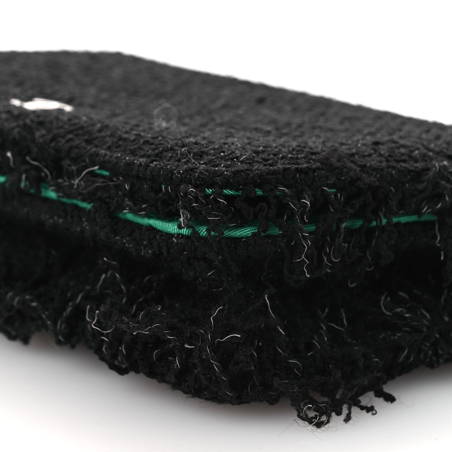 Tweed Fringe Wallet On Chain WOC Black Green