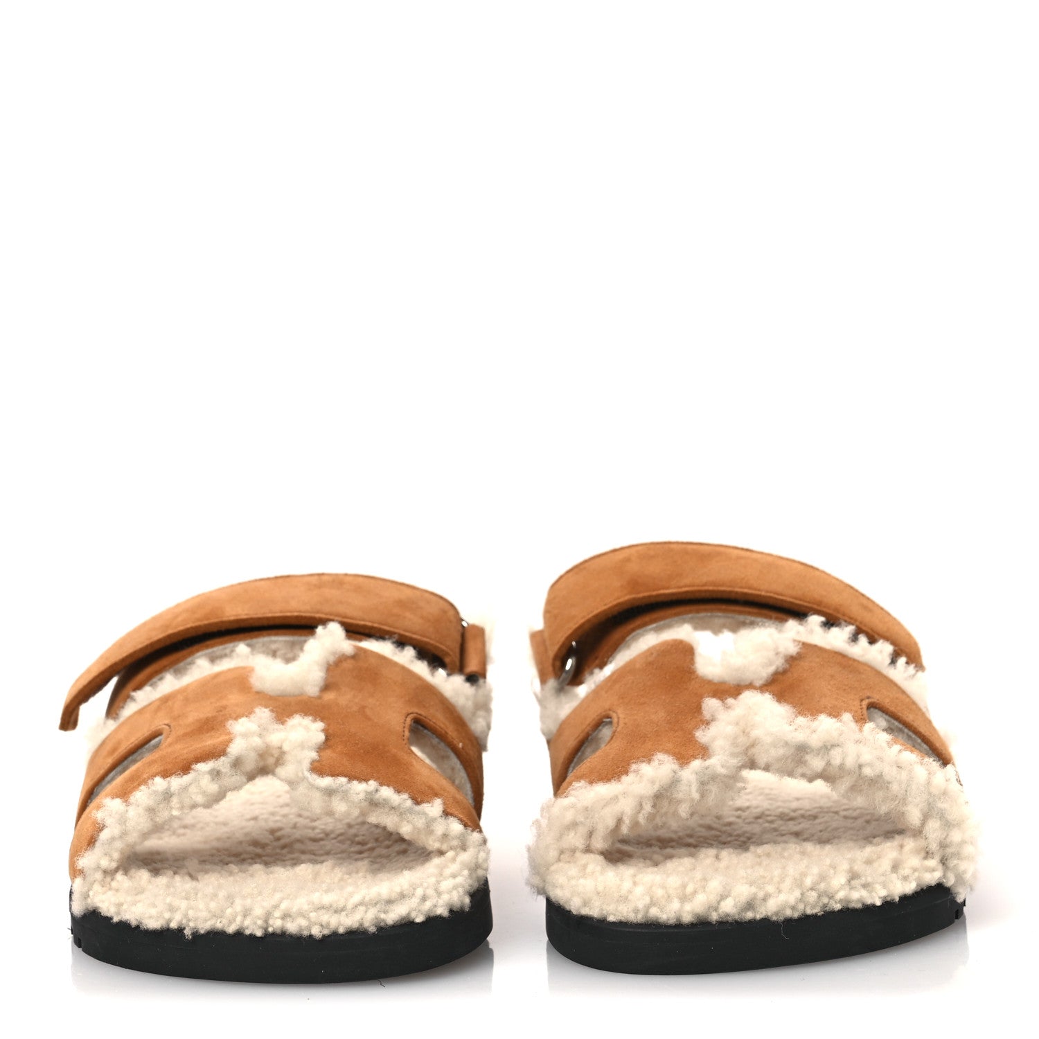 Suede Goatskin Woolskin Womens Chypre Sandals 37 Brun Fume Ecru