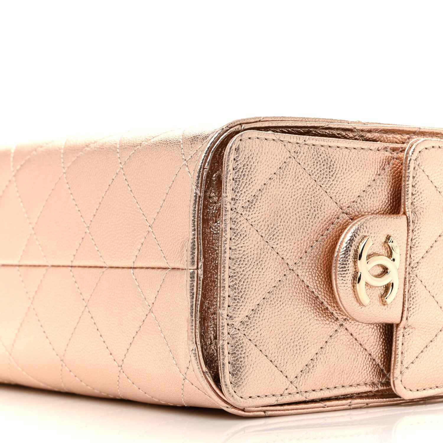 Metallic Caviar Quilted Mini Chanel 25 Handbag Copper