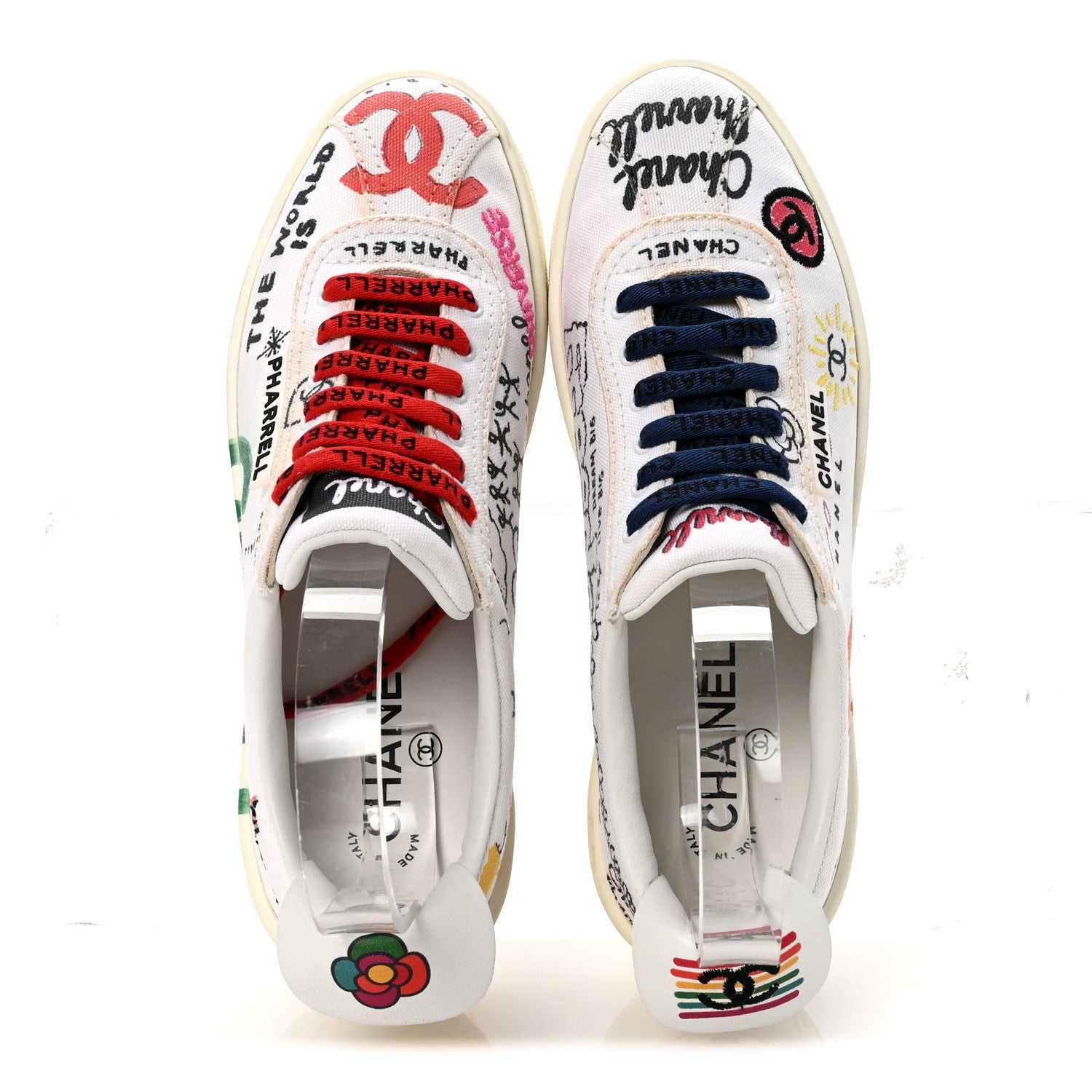 x Pharrell Williams Canvas Womens Sneakers 36.5 White Multicolor