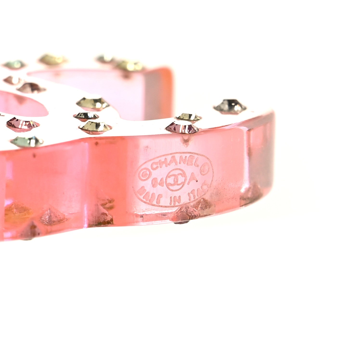 Resin Crystal CC Drop Earrings Gold Pink