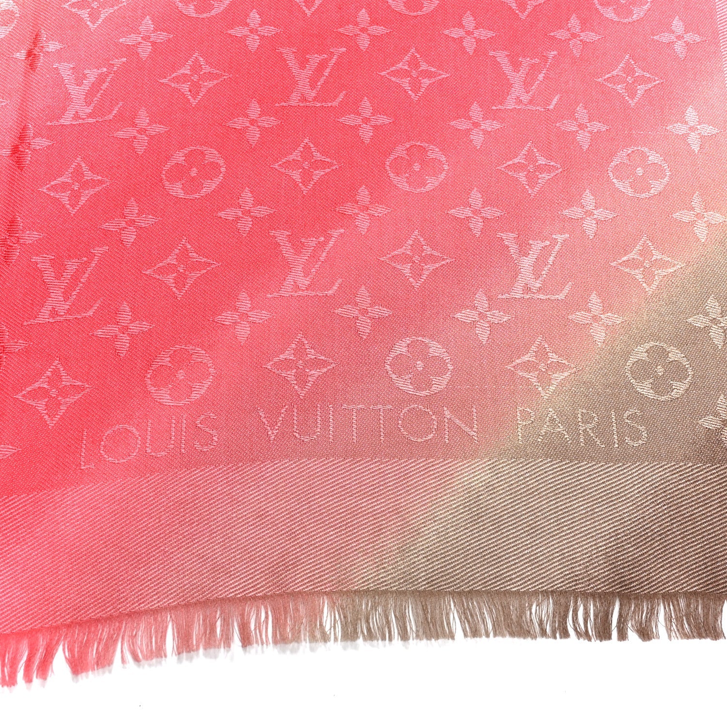 Silk Wool Monogram Tie Dye Shawl Rose