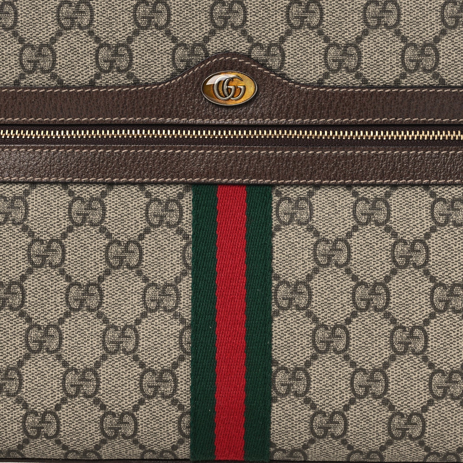 GG Supreme Monogram Large Ophidia Pouch Clutch Brown