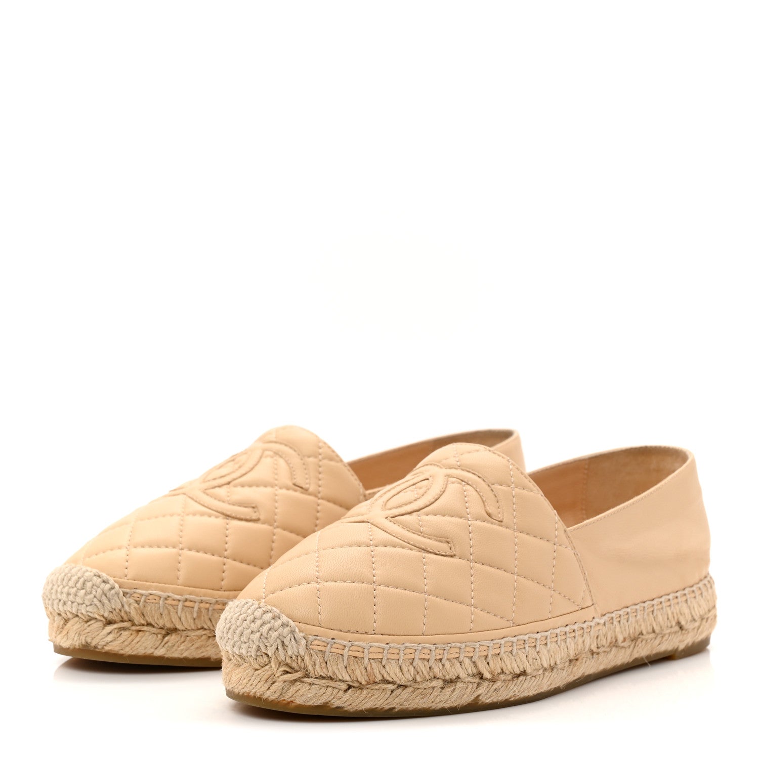 Lambskin Quilted CC Espadrilles 36 Beige