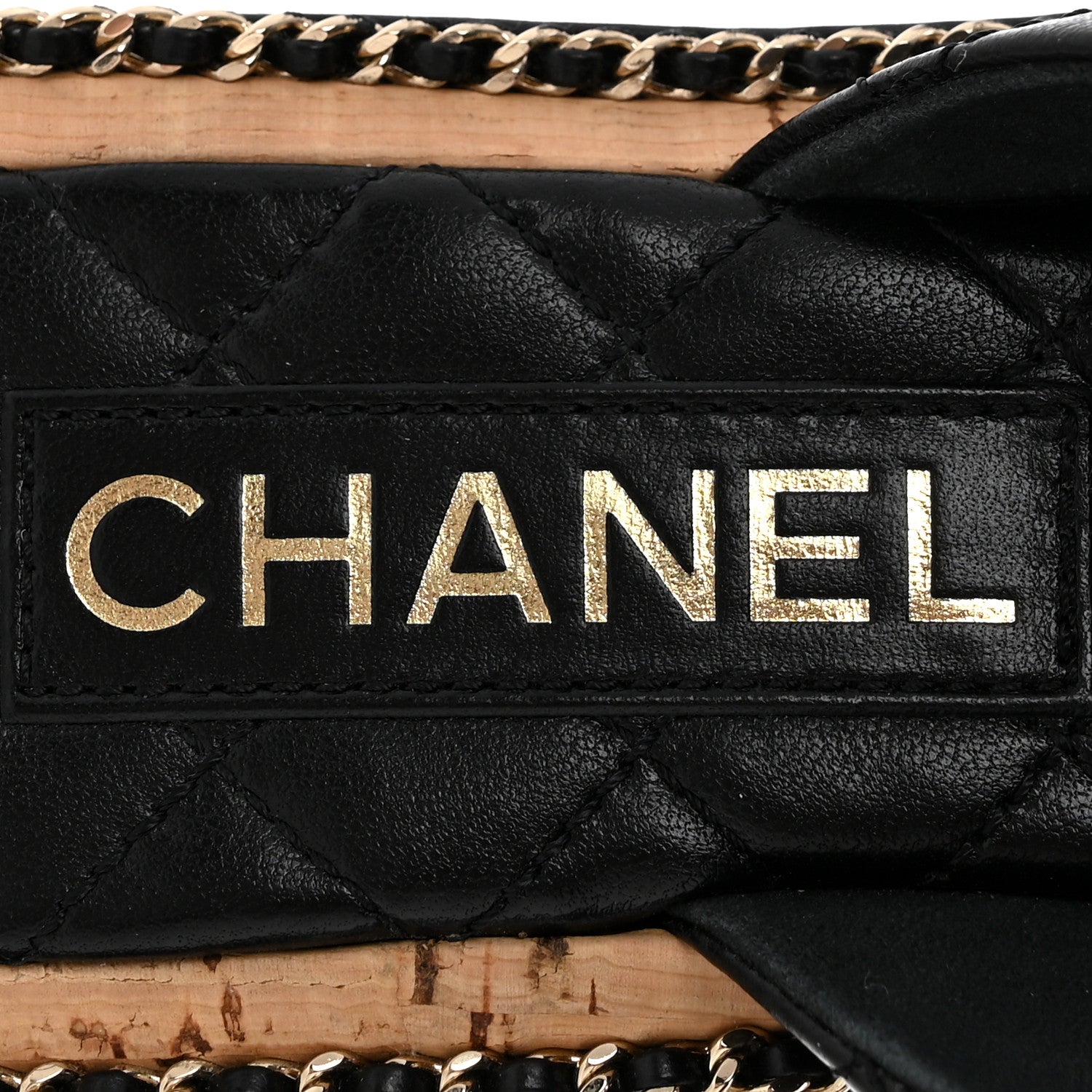 Lambskin Quilted Chain CC Sandals 36 Black