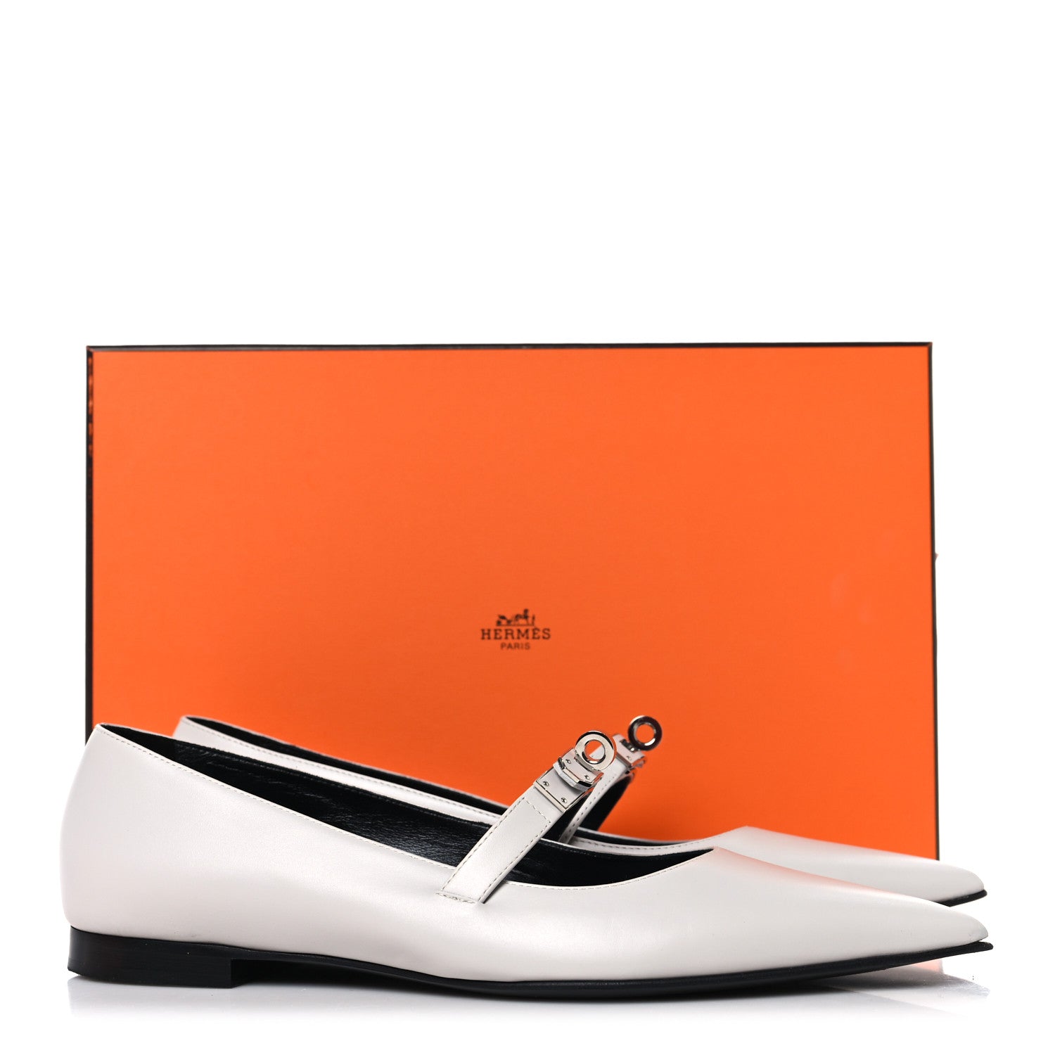 Calfskin Kelly Ballet Flat 37.5 Gris Clair